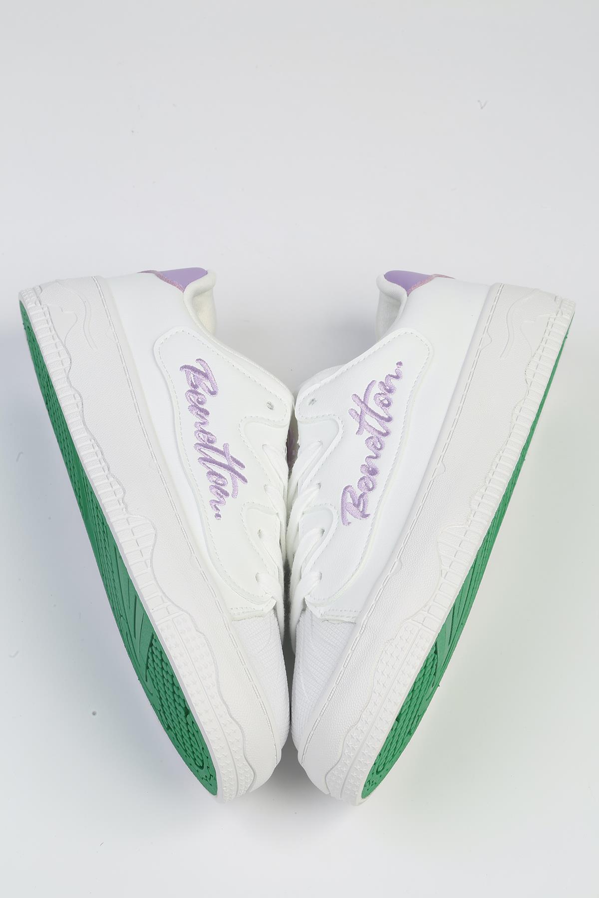 ® | BNI-10102 4211 Beyaz Pudra-İTHAL Platform Topuk Kadın Spor Ayakkabı - Görsel 5