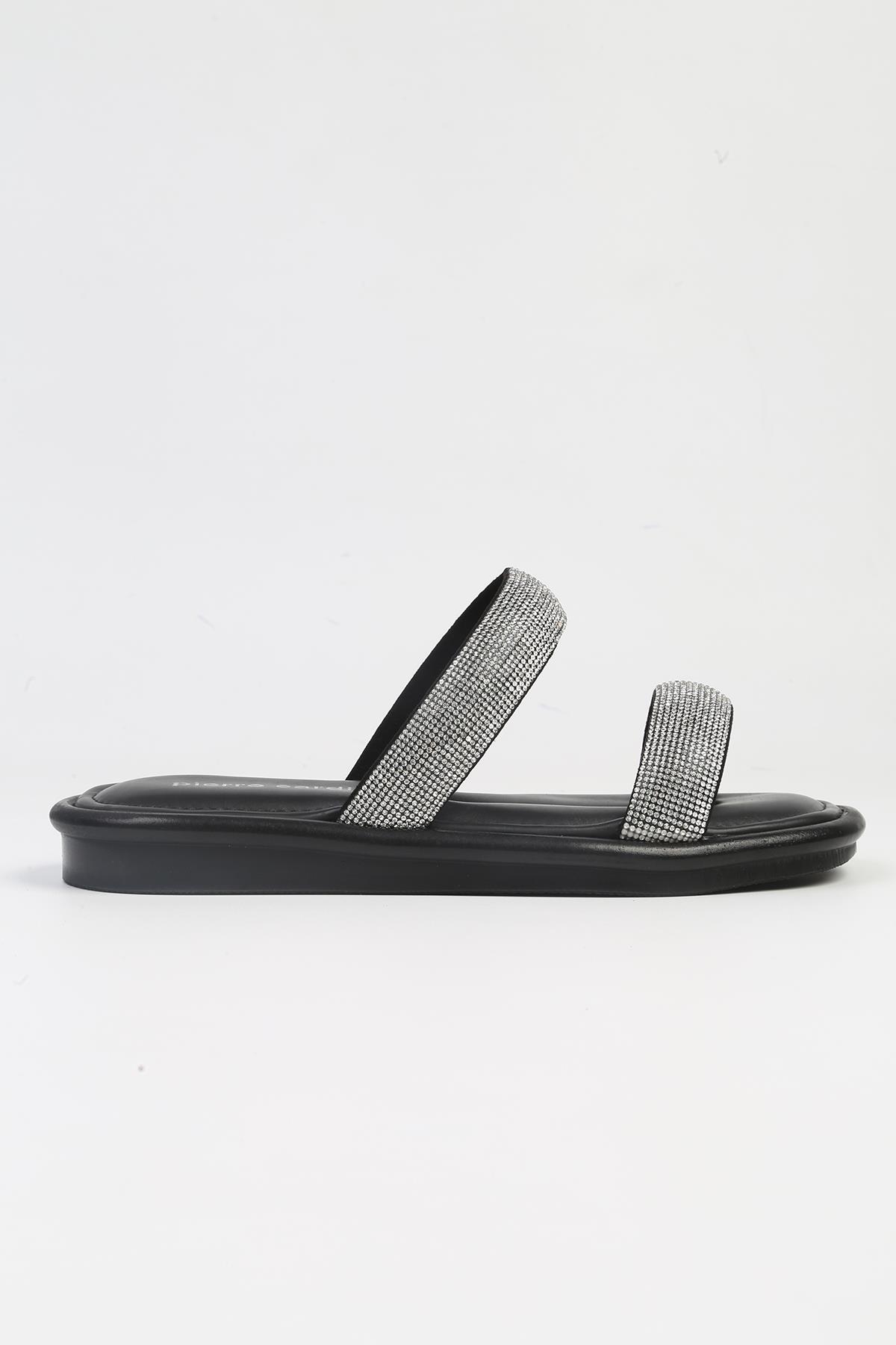 ® | PC-5101-3891 Siyah-Taşlı Terlik - Görsel 2