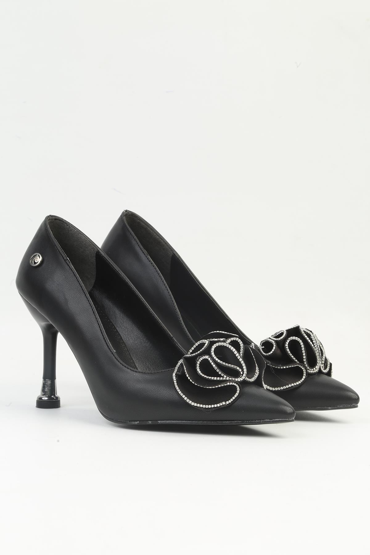 PC-54028 Siyah Kadın Kısa Topuklu Ayakkabı - Görsel 3