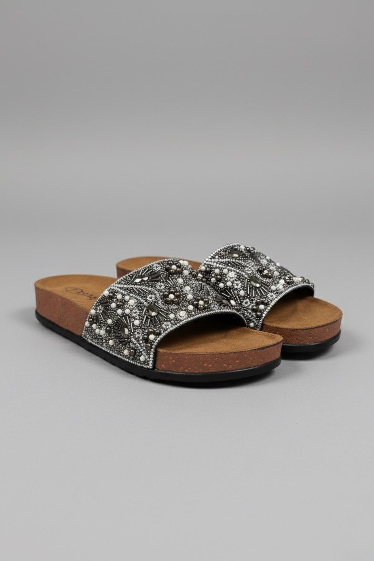 20050 Kadın Anatomik Taban Taş Detaylı Günlük Terlik - Görsel 6