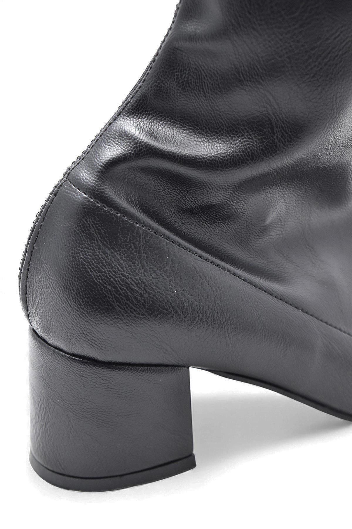 475 Günlük Fermuarlı 6cm Kadın Topuklu Bot Ayakkabı Kalın Topuk Klasik Topuklu Bot - Görsel 6