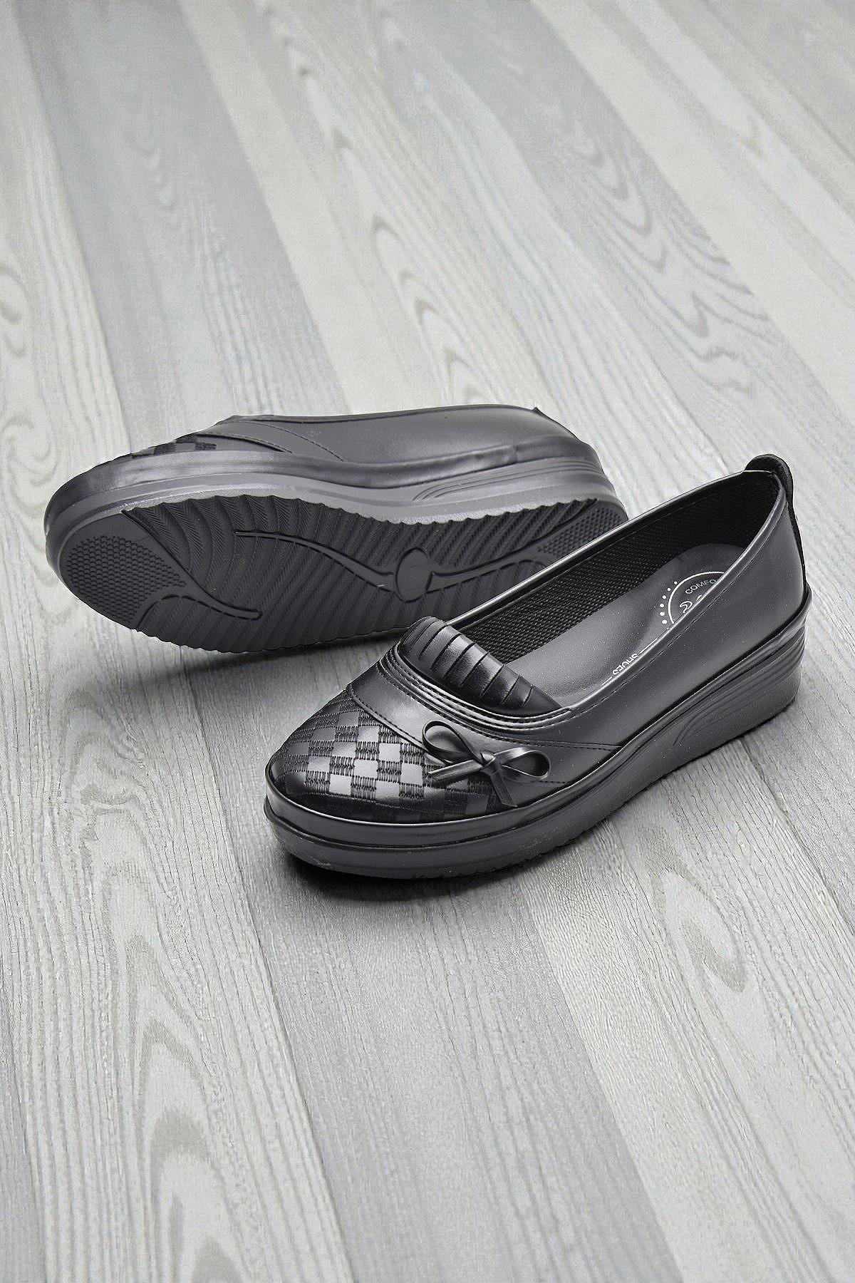 25-22 Ortopedik Taban Siyah Günlük Kadın Ayakkabı Casual Kadın Ayakkabı - Görsel 8