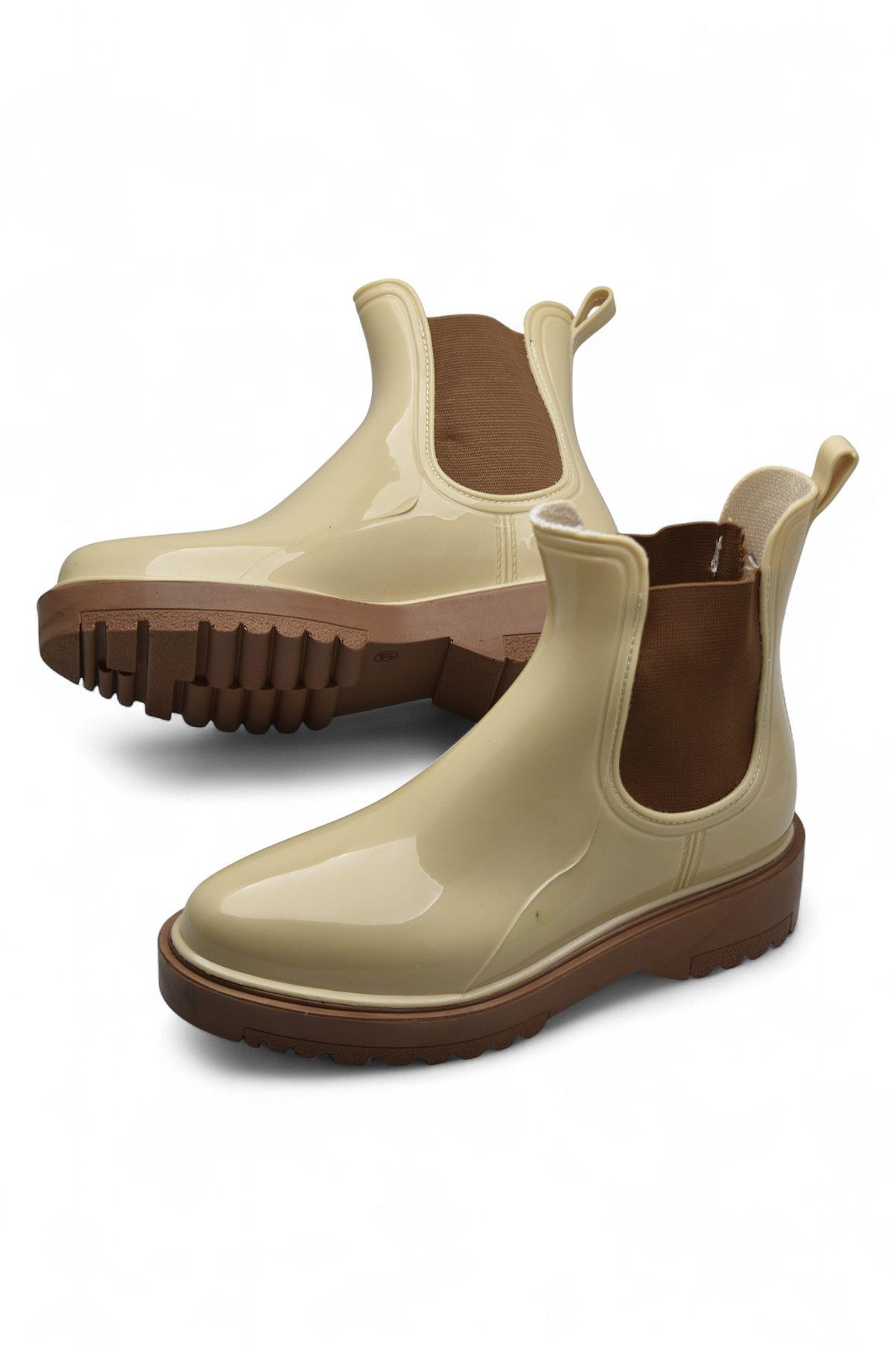 300-50 Ortopedik Taban Lastikli Günlük Kadın Bot Plastik Bot SU GEÇİRMEZ Kadın Bot - Görsel 4