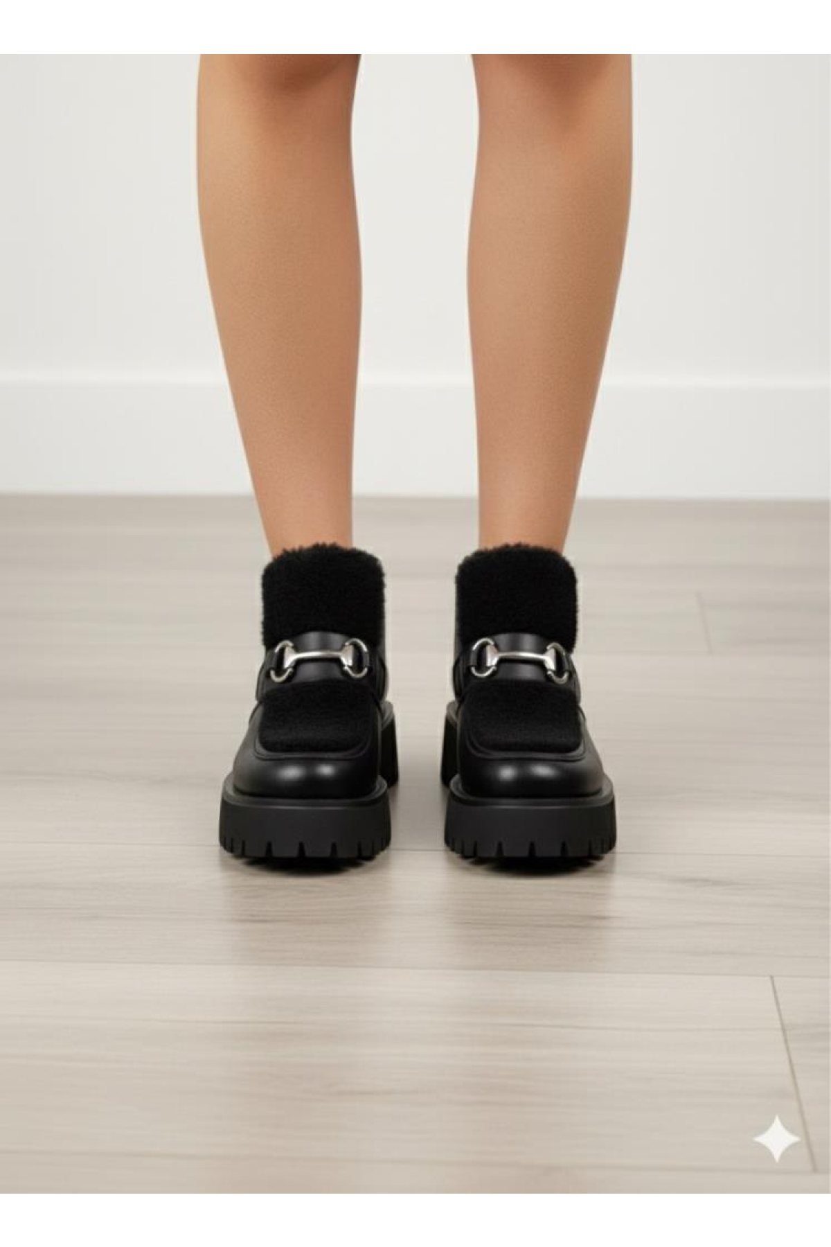 572463 Fermuarlı Kürklü Kadın Günlük Bot - Görsel 5