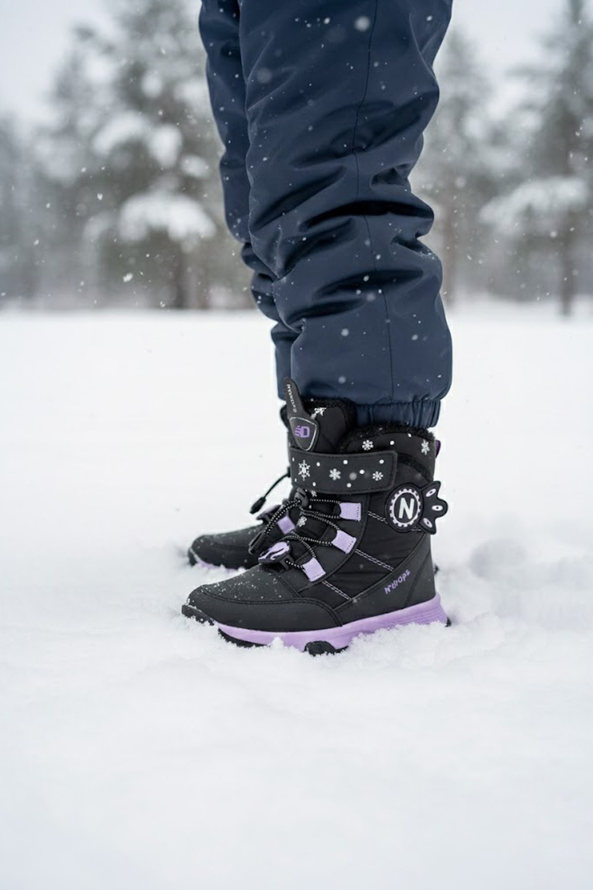 YSEYL014 Kız Çocuk Kar Botu Siyah - Lila - Görsel 3