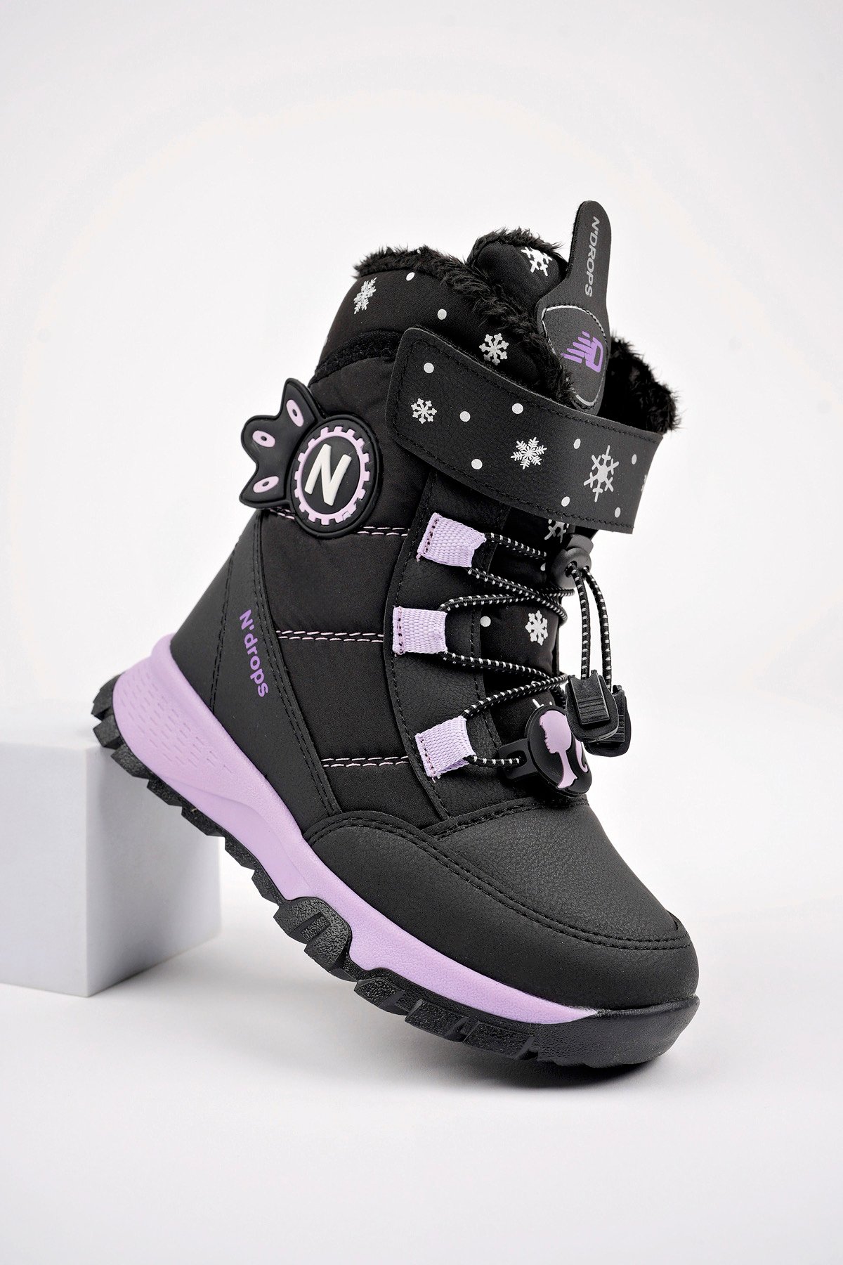 YSEYL014 Kız Çocuk Kar Botu Siyah - Lila - Görsel 7