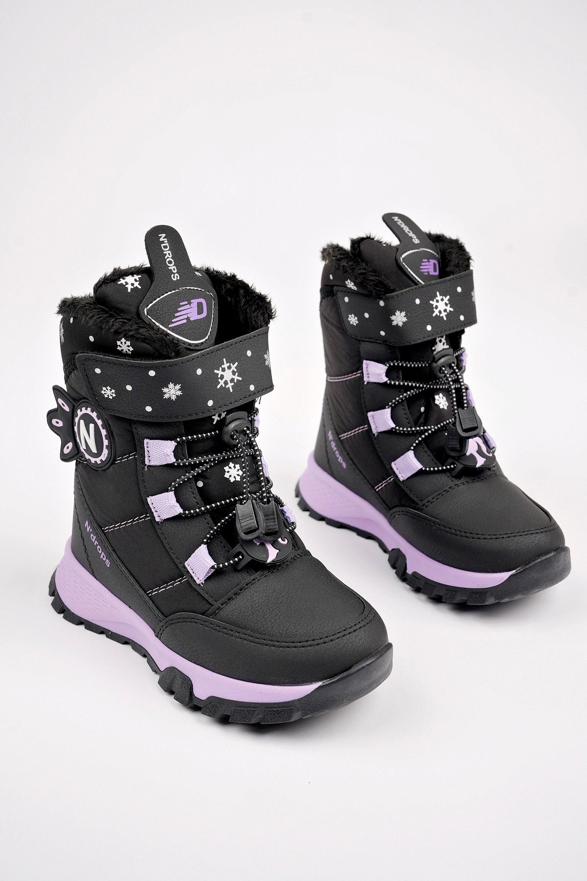 YSEYL014 Kız Çocuk Kar Botu Siyah - Lila - Görsel 8