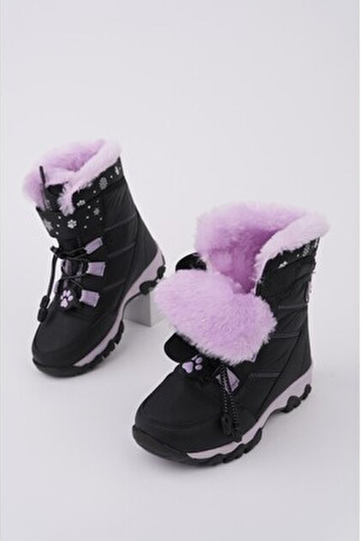 YSEYL014 Kız Çocuk Kar Botu Siyah - Lila - Görsel 9