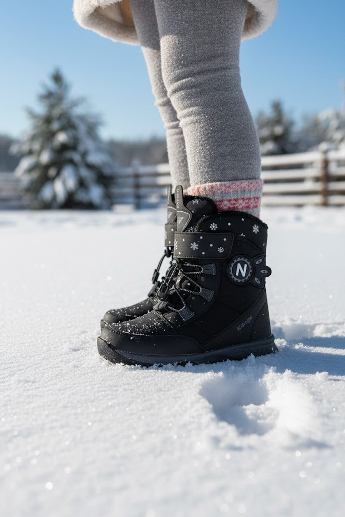 YSEYL014 Kız Çocuk Kar Botu Siyah - Füme - Görsel 4