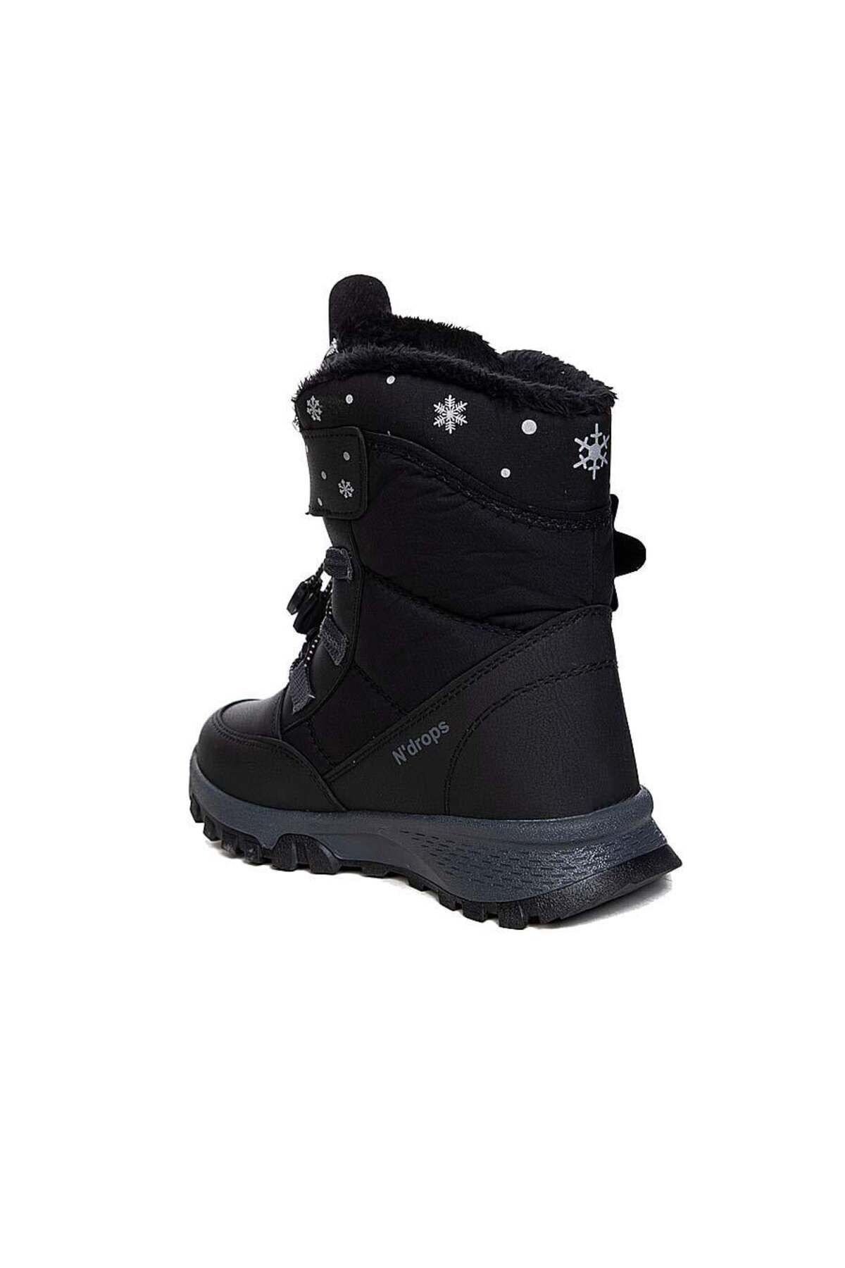 YSEYL014 Kız Çocuk Kar Botu Siyah - Füme - Görsel 6