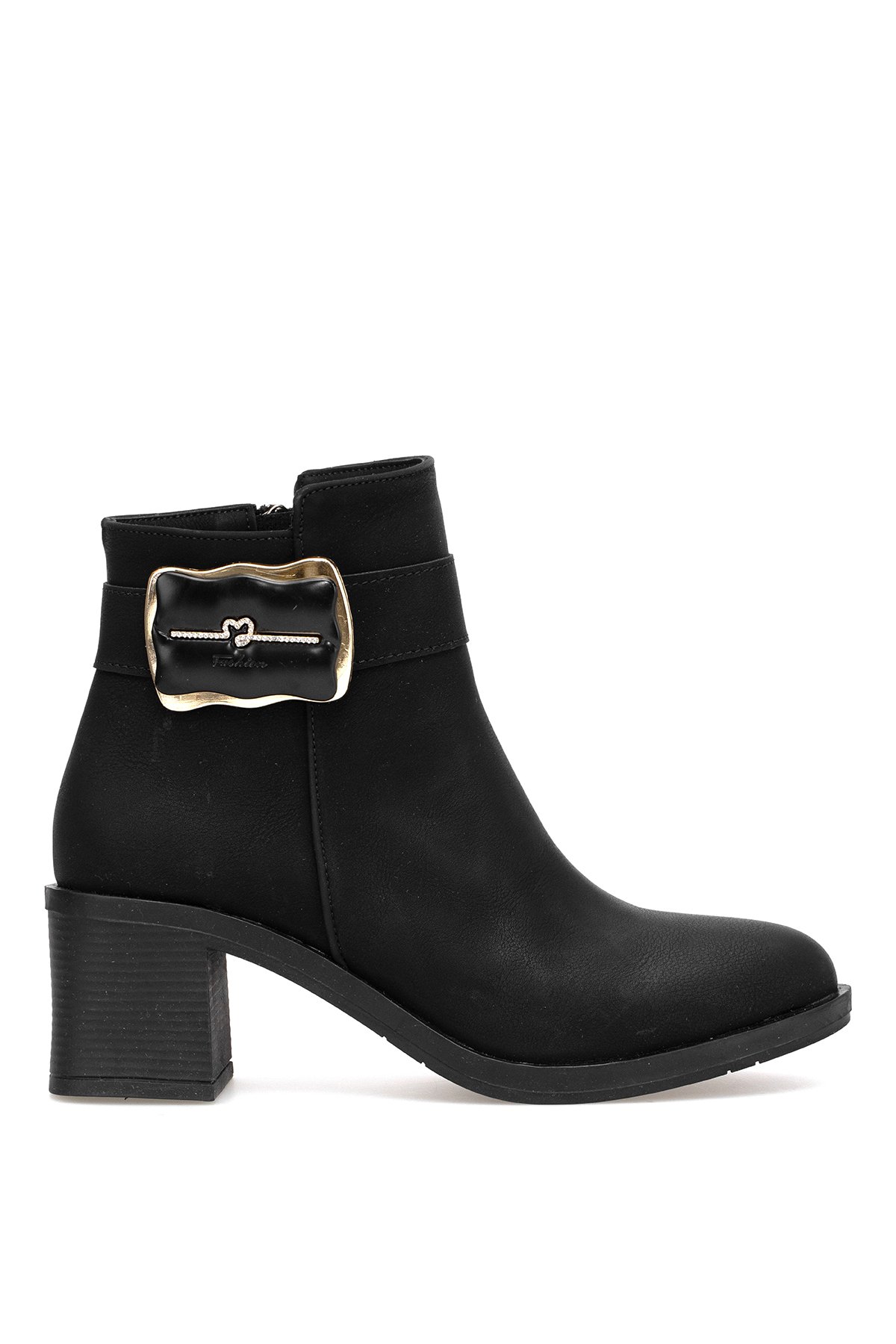 Ayakkabı Fuarı Ayakkabı Fuarı Elit OZRHB1506N Kadın Tokalı Topuklu Bot Siyah | Flo Siyah - 2. görsel