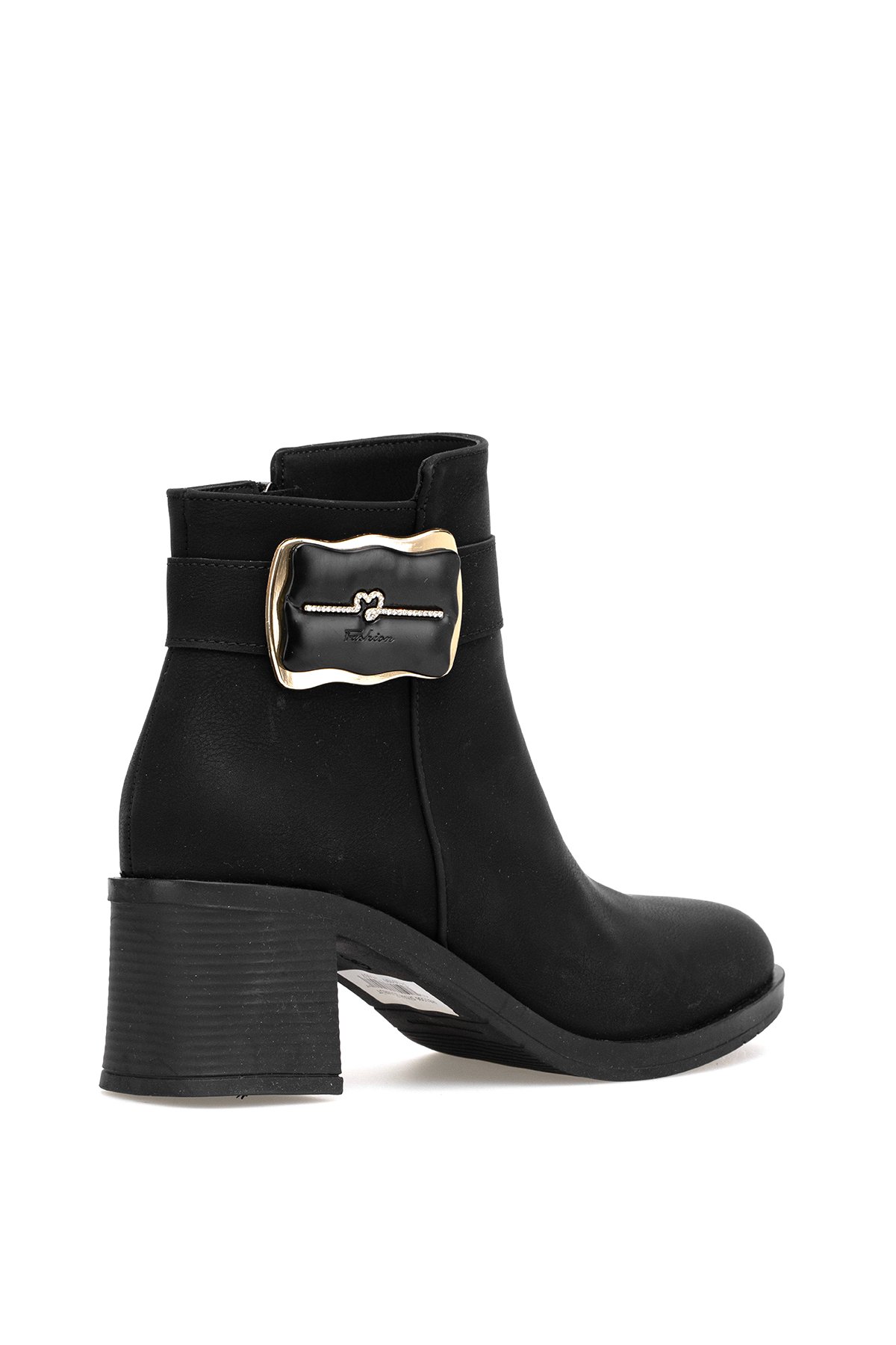 Ayakkabı Fuarı Ayakkabı Fuarı Elit OZRHB1506N Kadın Tokalı Topuklu Bot Siyah | Flo Siyah - 6. görsel