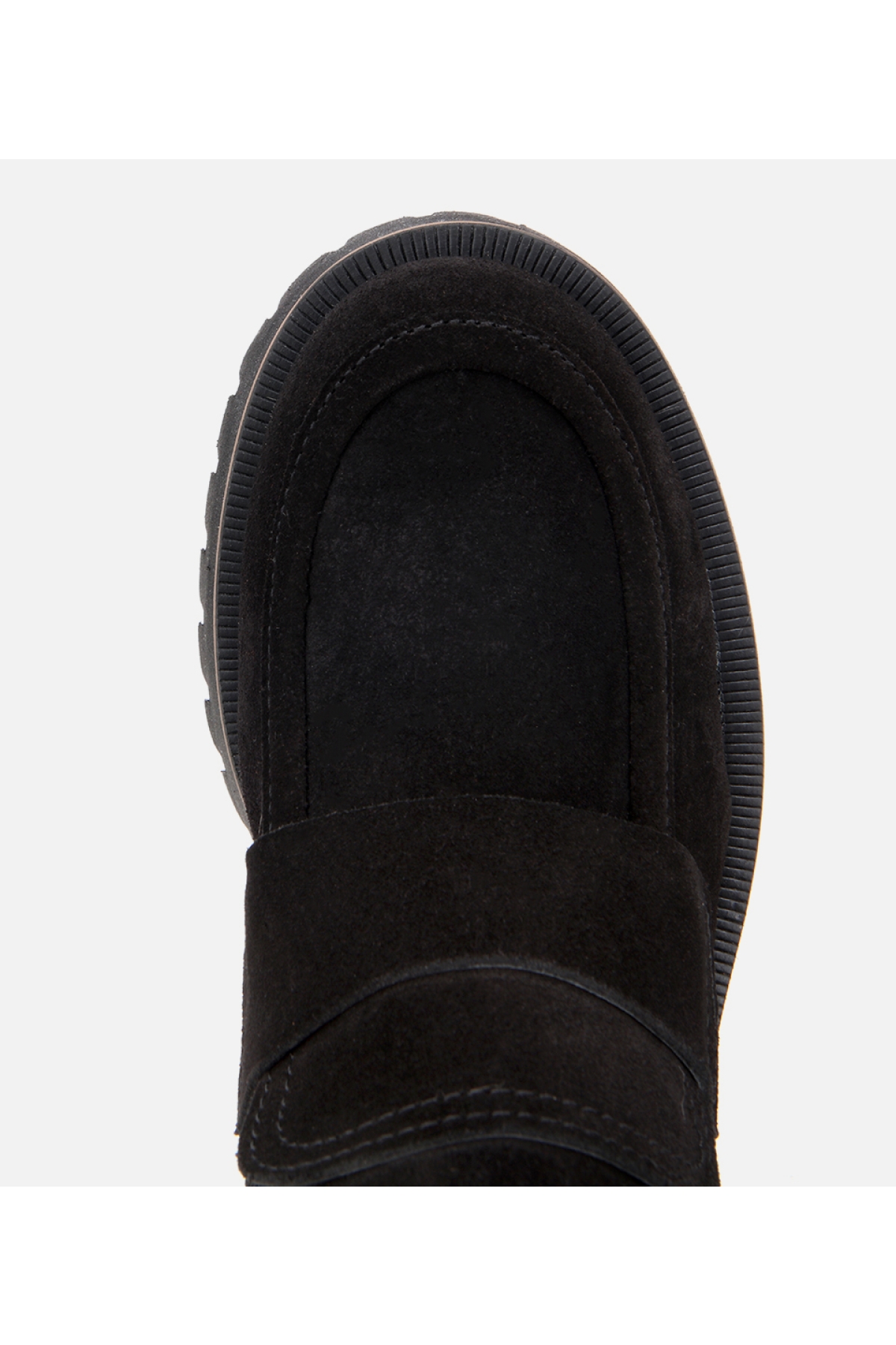 Kadın Süet Deri Siyah Lastik Detaylı Bantlı Düz Bot - Görsel 6