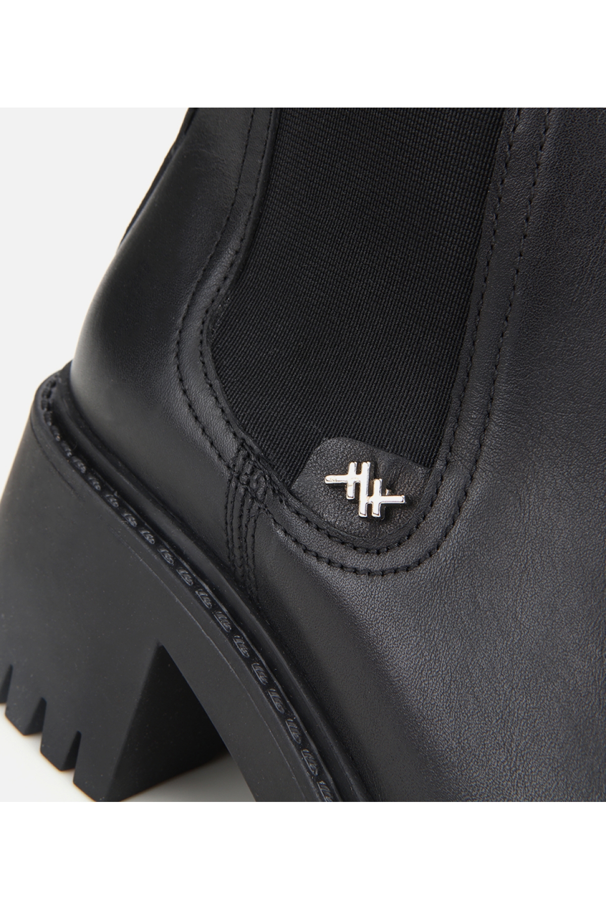 Kadın Deri Siyah Lastik Detaylı Kalın Tabanlı Topuklu Bot - Görsel 3