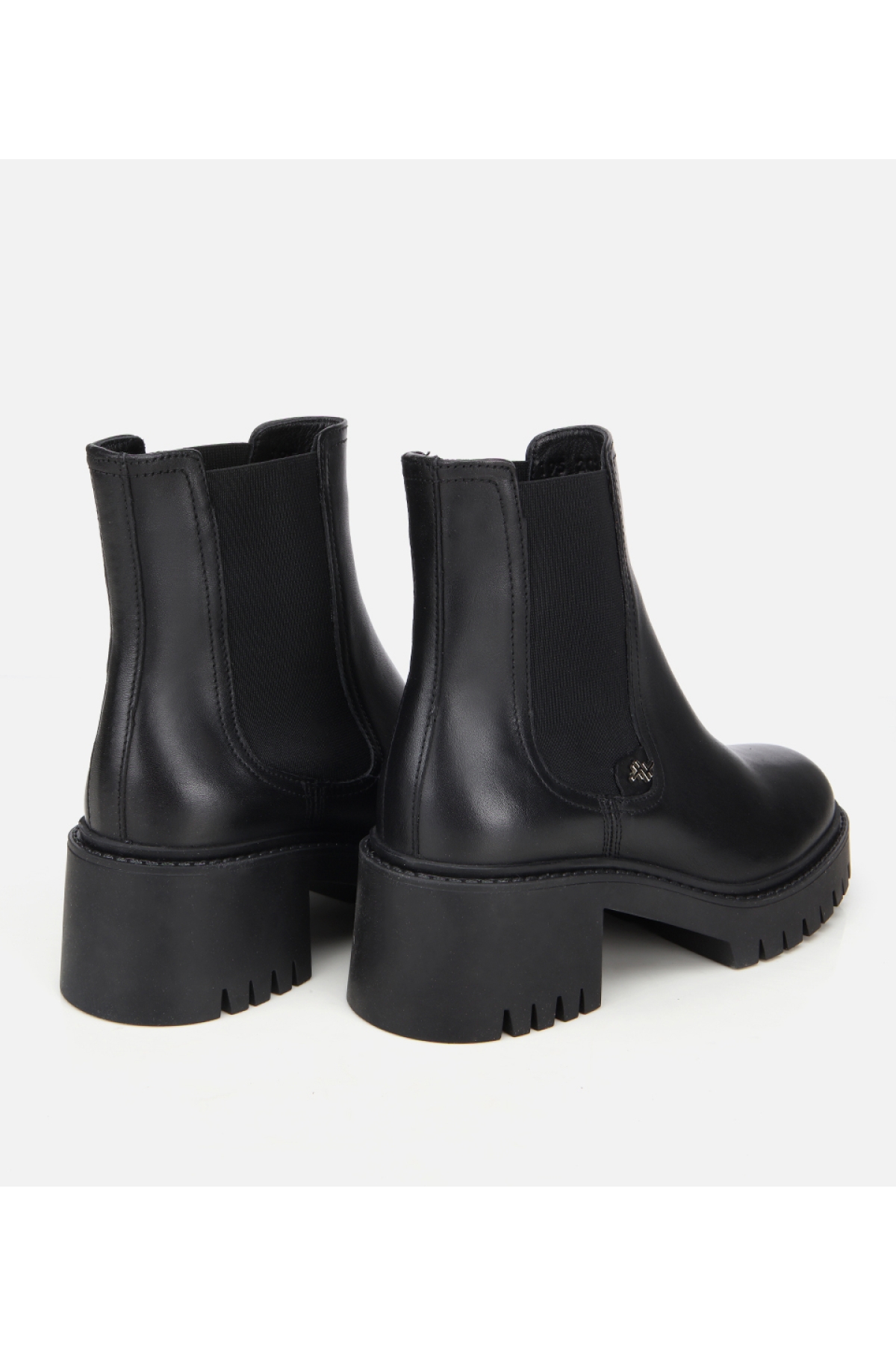 Kadın Deri Siyah Lastik Detaylı Kalın Tabanlı Topuklu Bot - Görsel 6