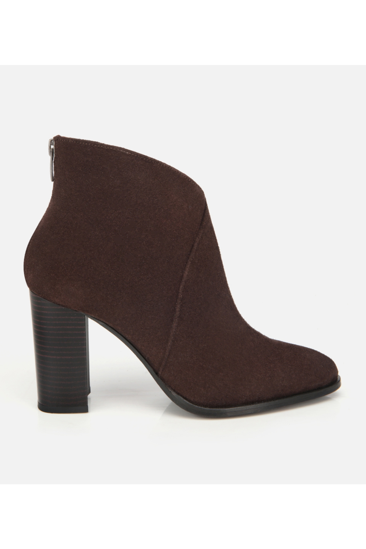 Kadın Süet Deri Kahverengi Bilek Detaylı Topuklu Bot - Görsel 2