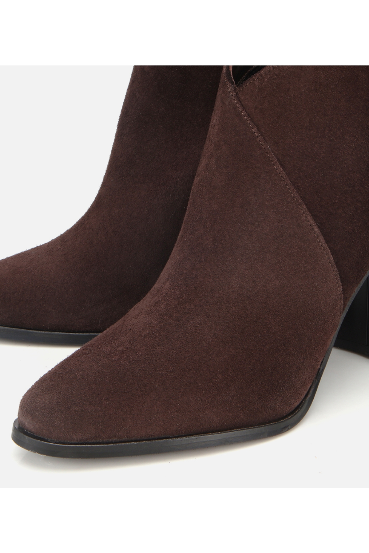 Kadın Süet Deri Kahverengi Bilek Detaylı Topuklu Bot - Görsel 4
