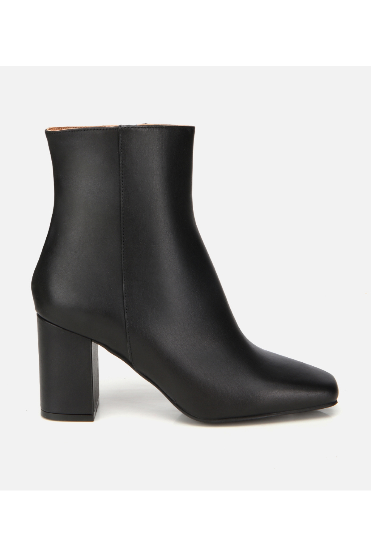 Kadın Deri Siyah Küt Burunlu Topuklu Bot - Görsel 2
