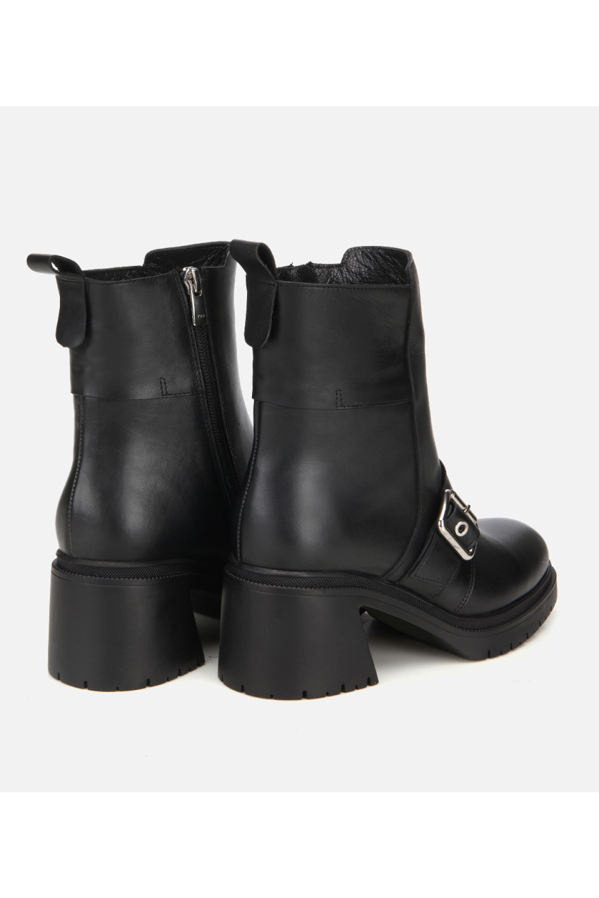 Kadın Deri Siyah Tokalı Kalın Tabanlı Topuklu Bot - Görsel 6