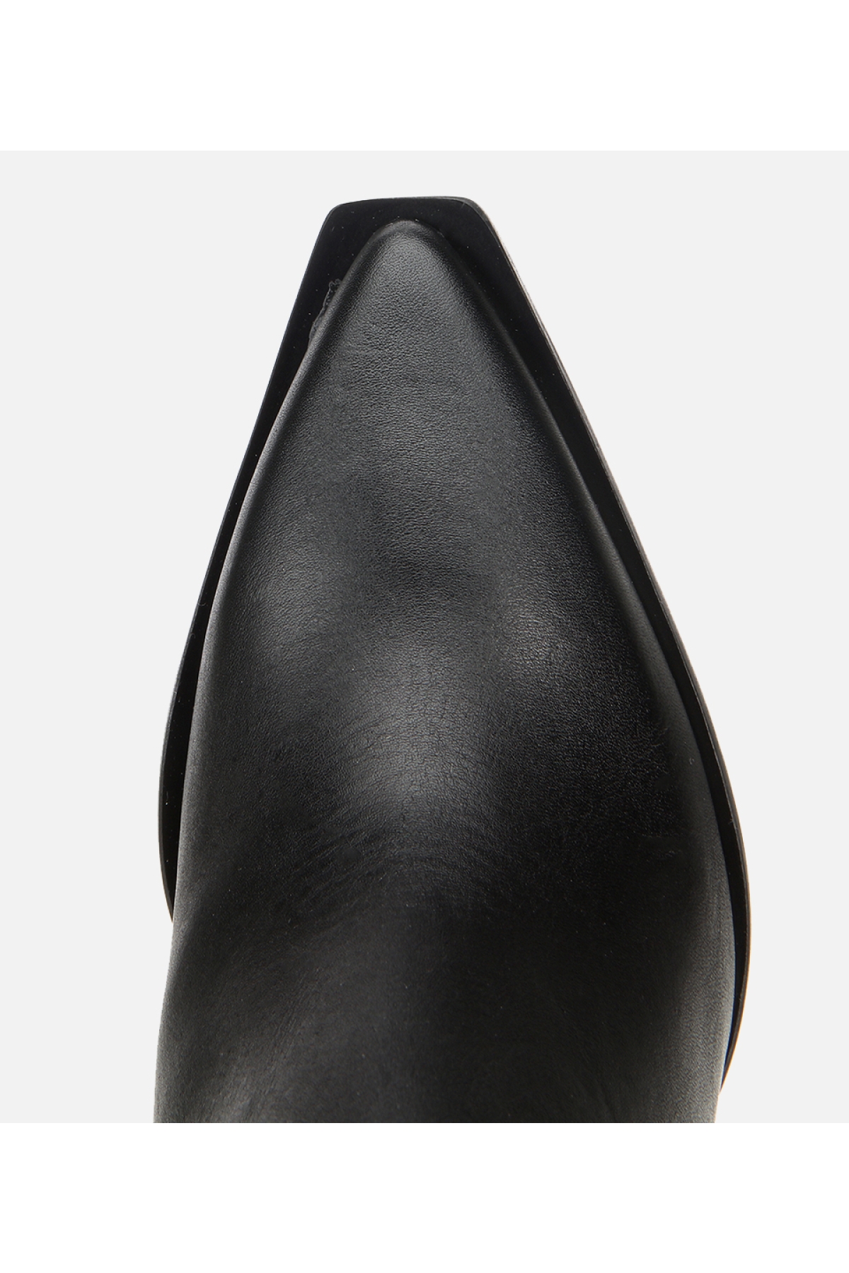 Kadın Deri Siyah Lastik Detaylı Sivri Burunlu Topuklu Bot - Görsel 7
