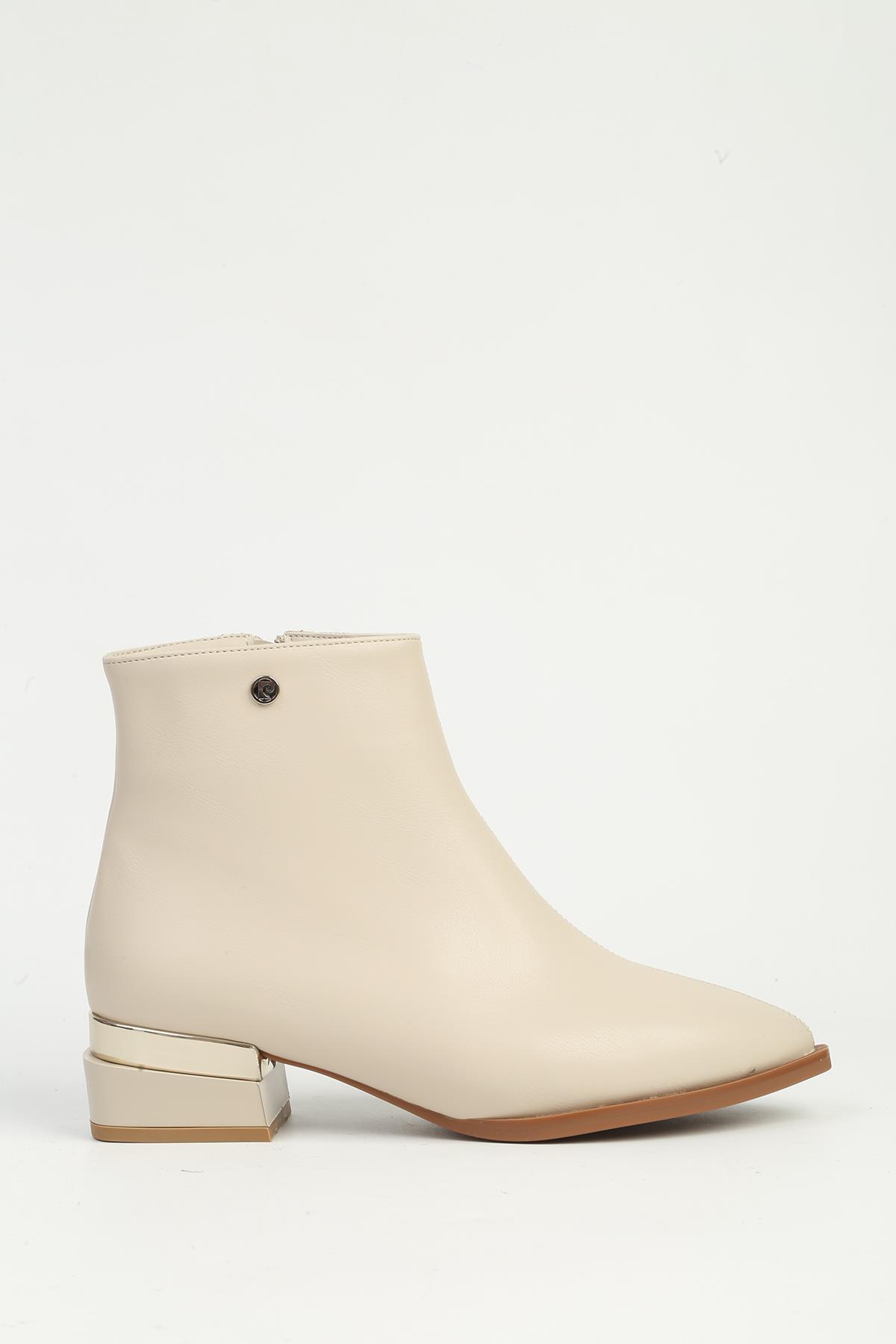 Krem Yarım Fermuarlı Bot PC-54991 - Görsel 2