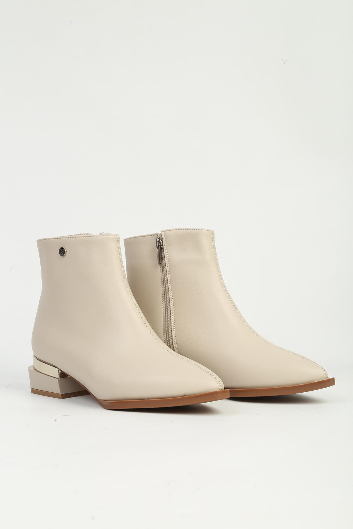 Krem Yarım Fermuarlı Bot PC-54991 - Görsel 3