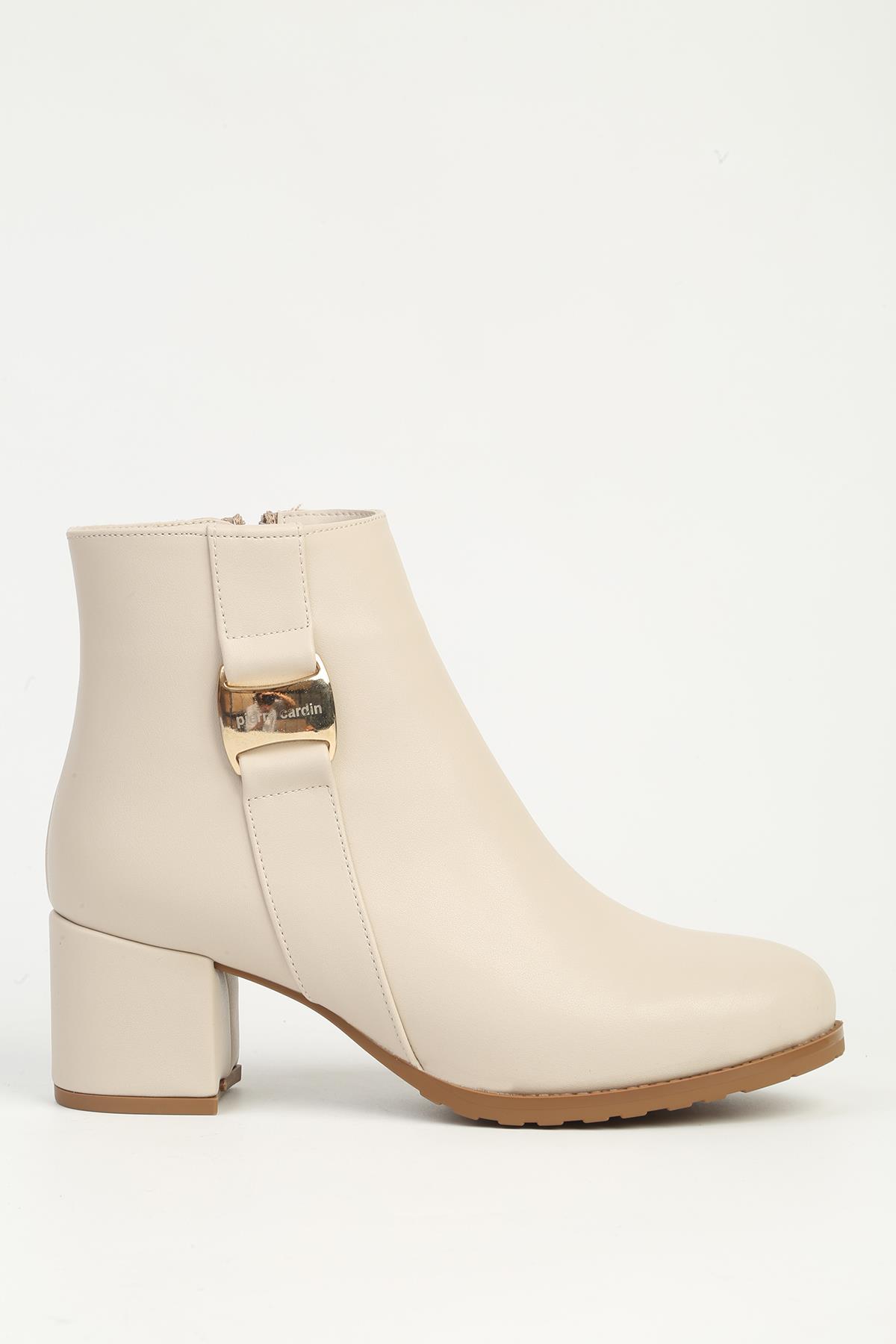 Krem Yarım Fermuarlı Bot PC-55109 - Görsel 2