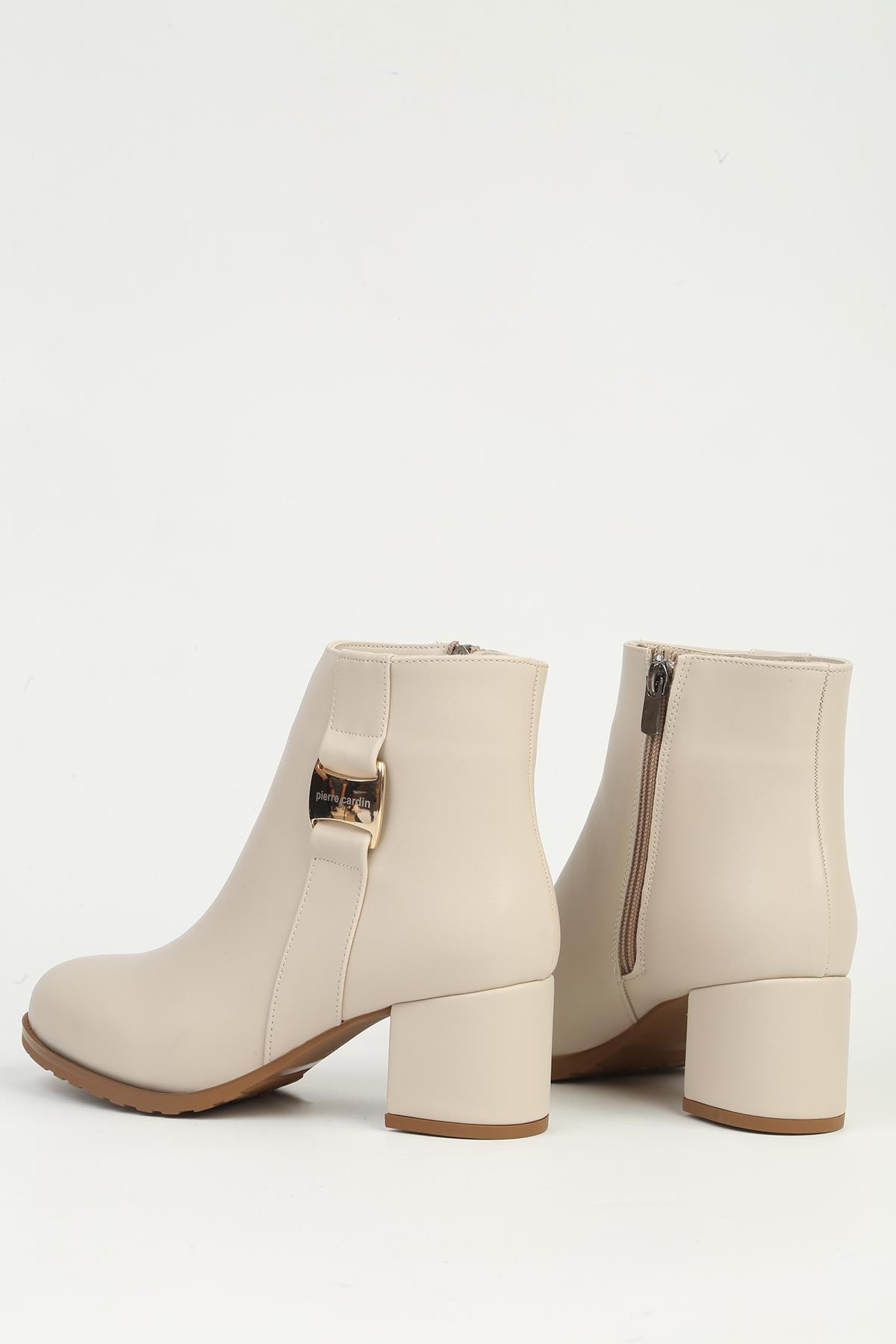 Krem Yarım Fermuarlı Bot PC-55109 - Görsel 4
