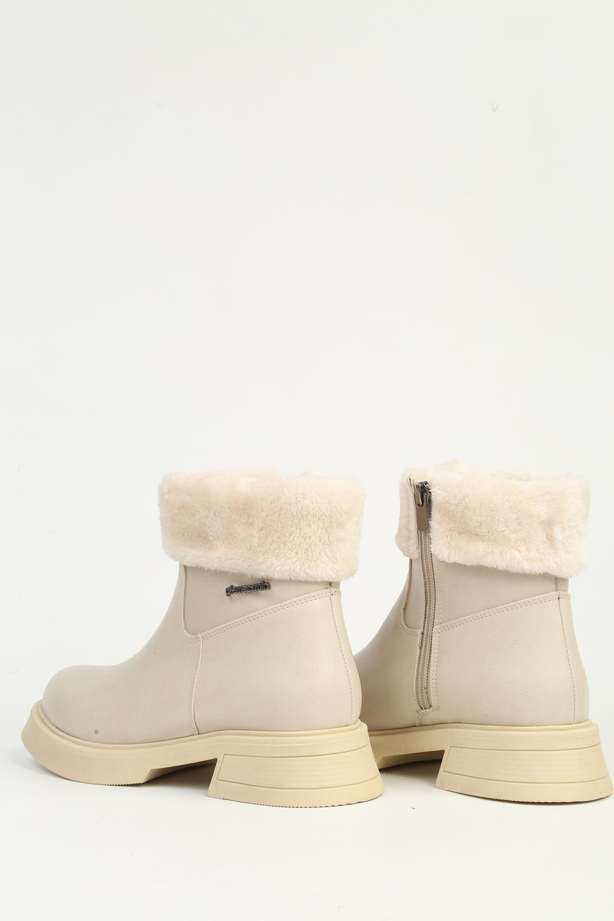 Krem Yarım Kürklü Bot PC-55268 - Görsel 4