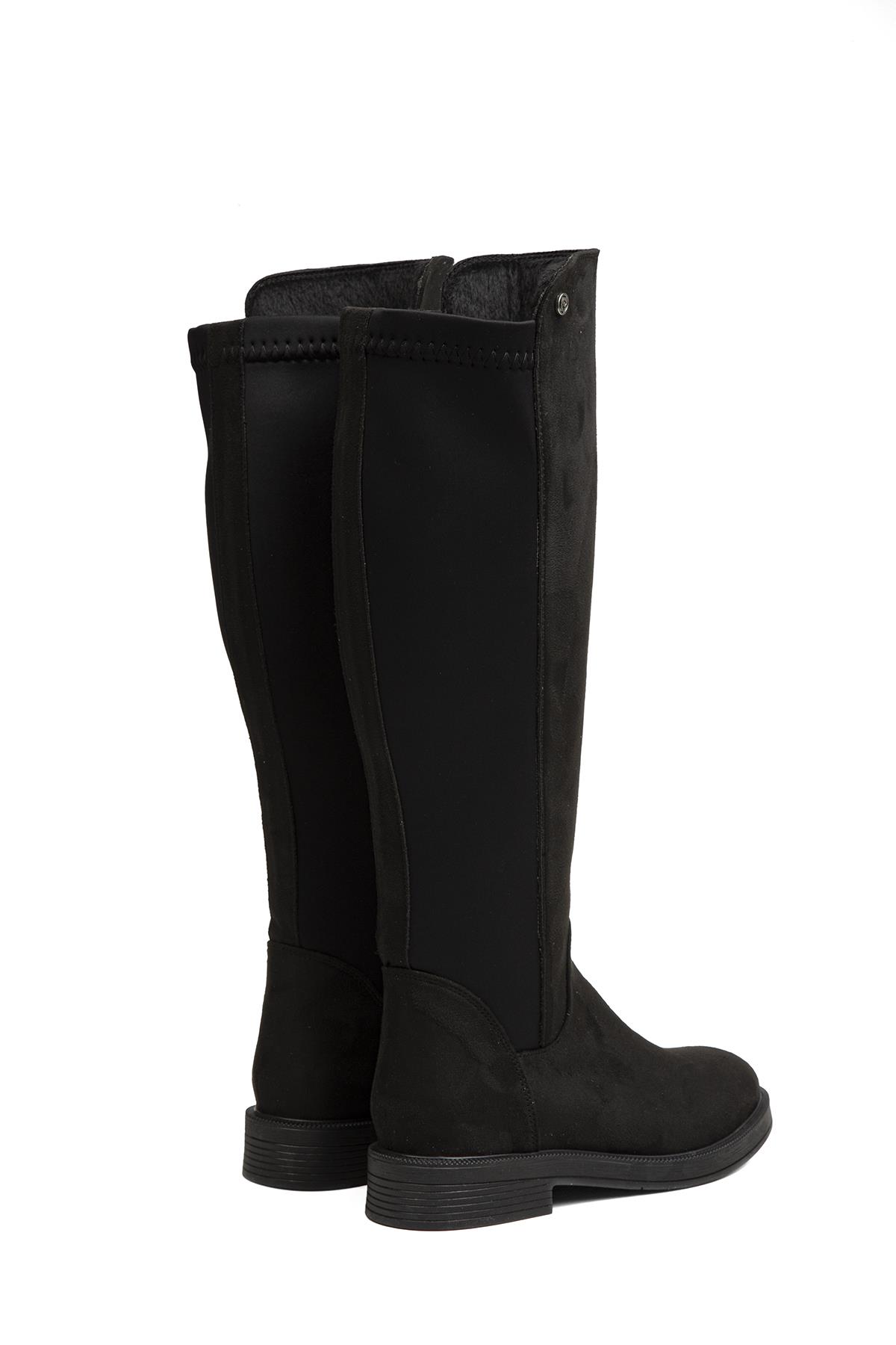 ® | PC-52066-3076 Süet Siyah - Kadın Çizme - Görsel 4