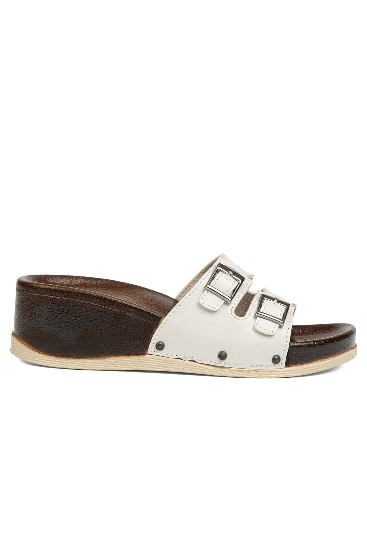 ® | PC-7020-3485 Krem - Kadın Terlik - Görsel 2