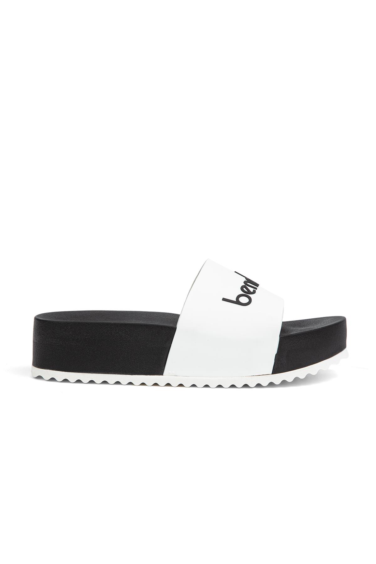 ® | BN-1212- 3489 Siyah Beyaz - Kadın Terlik - Görsel 2