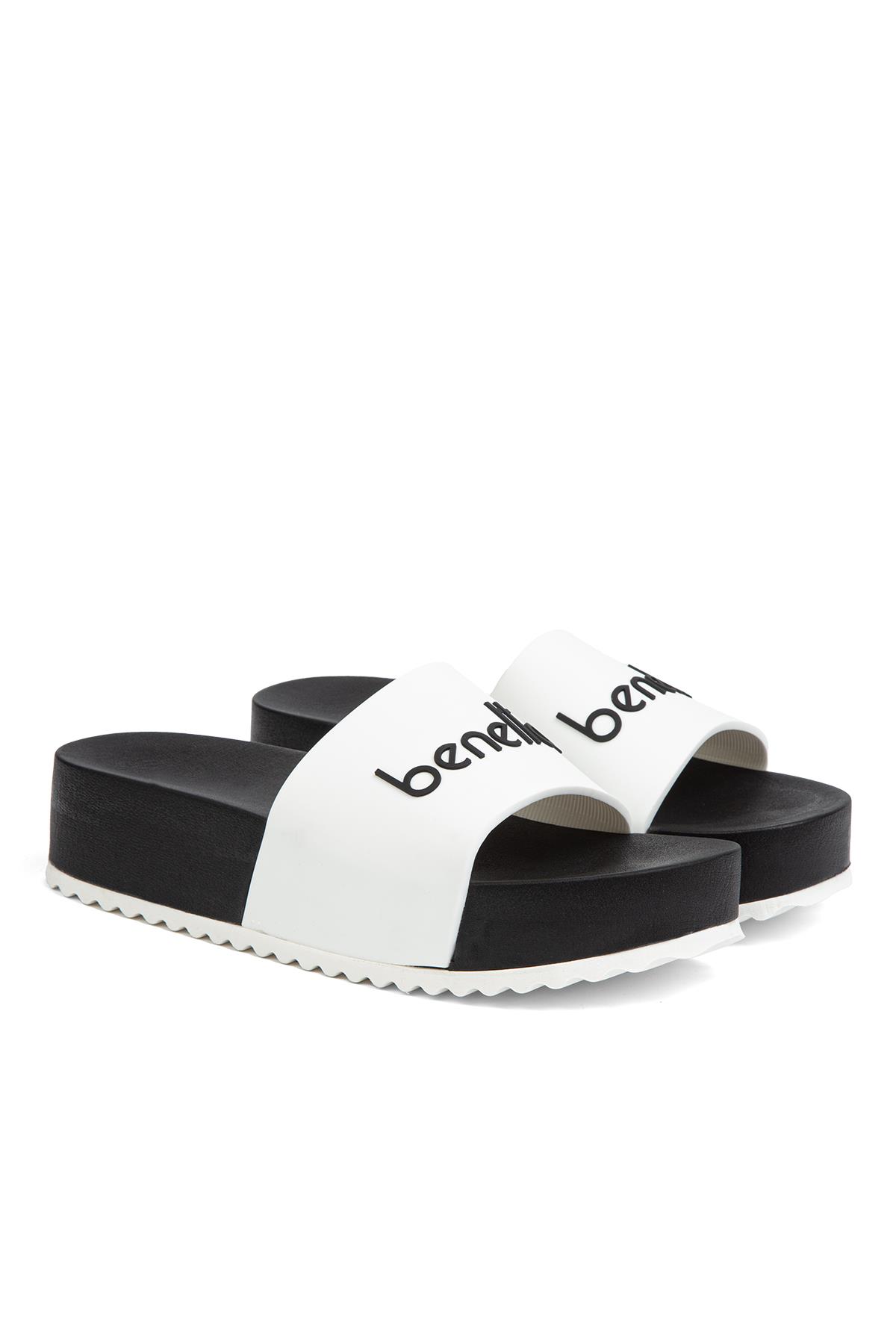 ® | BN-1212- 3489 Siyah Beyaz - Kadın Terlik - Görsel 3