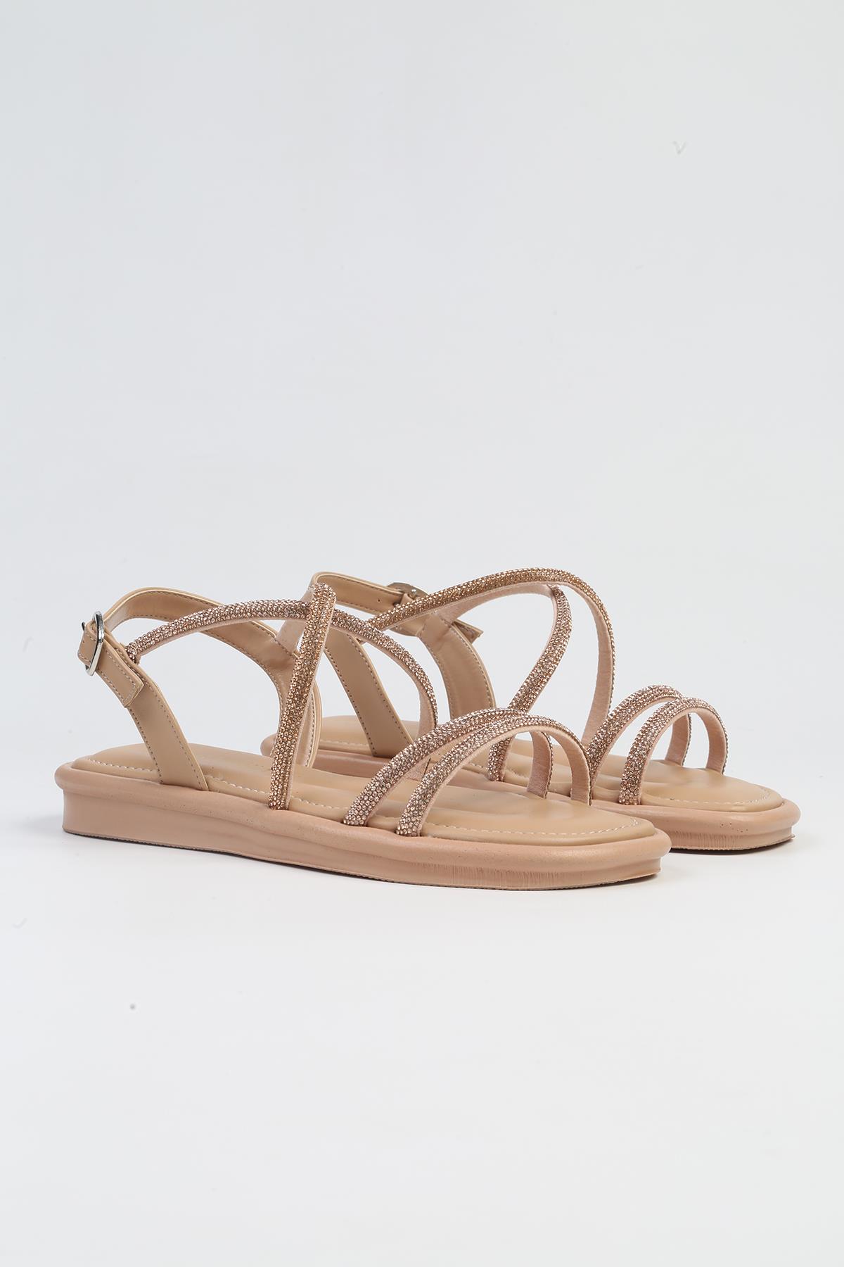 ® |< PC-5103-3891 Bej-Kadın Sandalet - Görsel 3