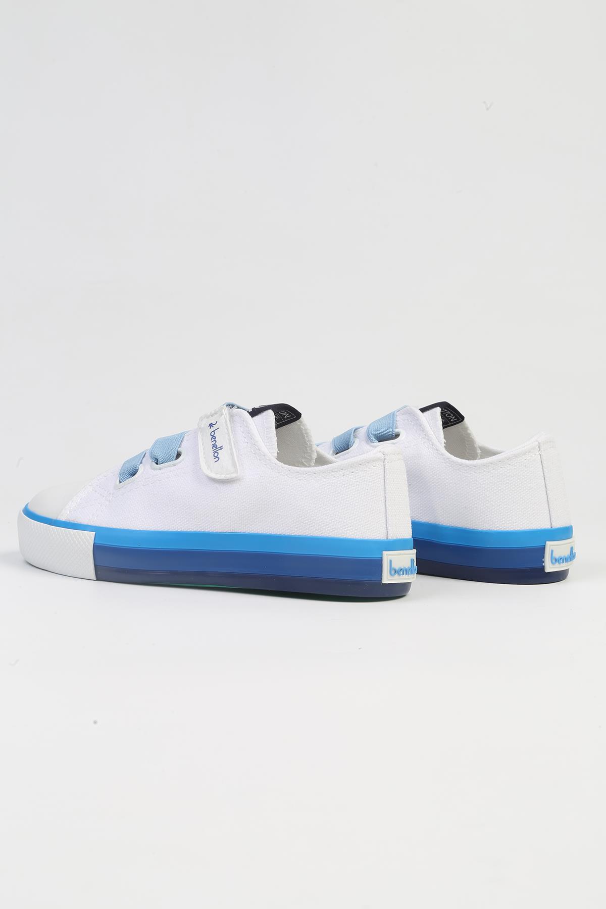 ® | BN-30977- 3394 Beyaz Mavi-Çocuk Spor Ayakkabı - Görsel 4