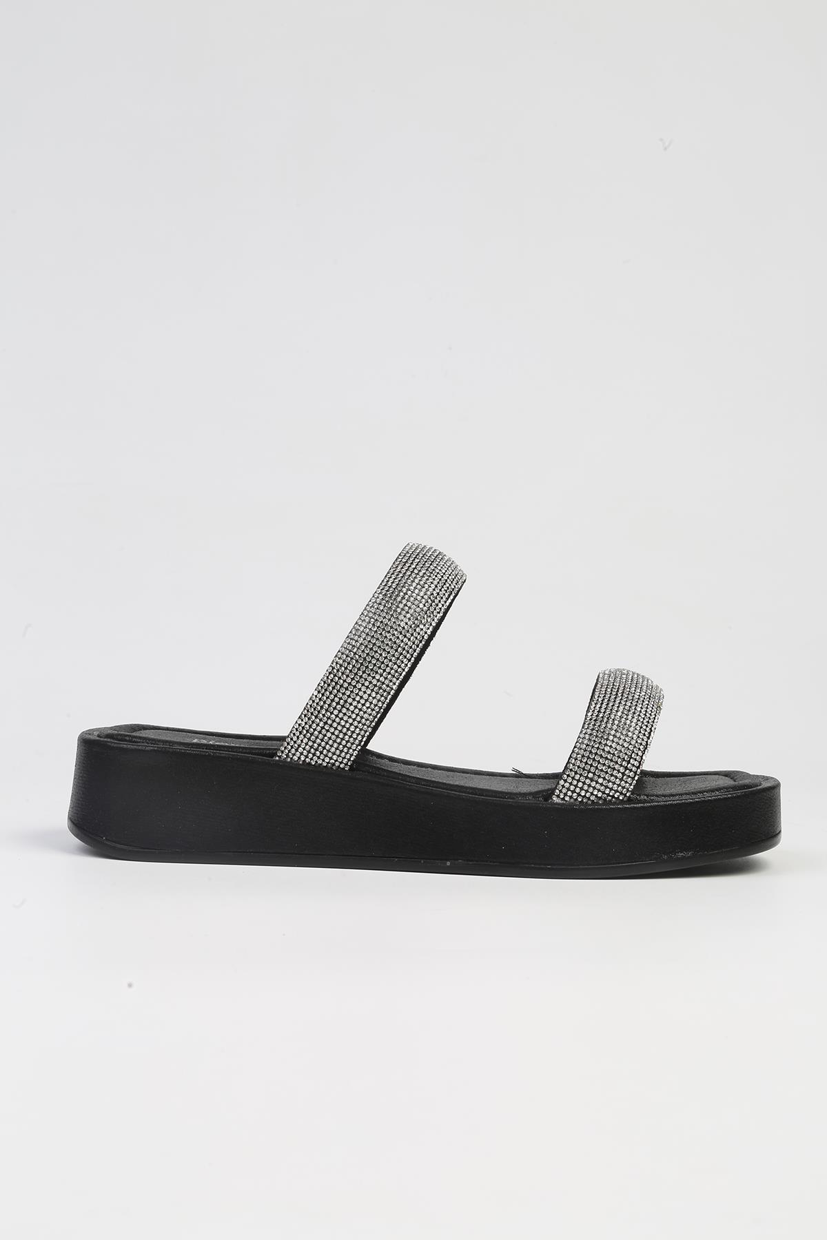®| PC-53089- 3950 Siyah-Kadın Taşlı Terlik - Görsel 2