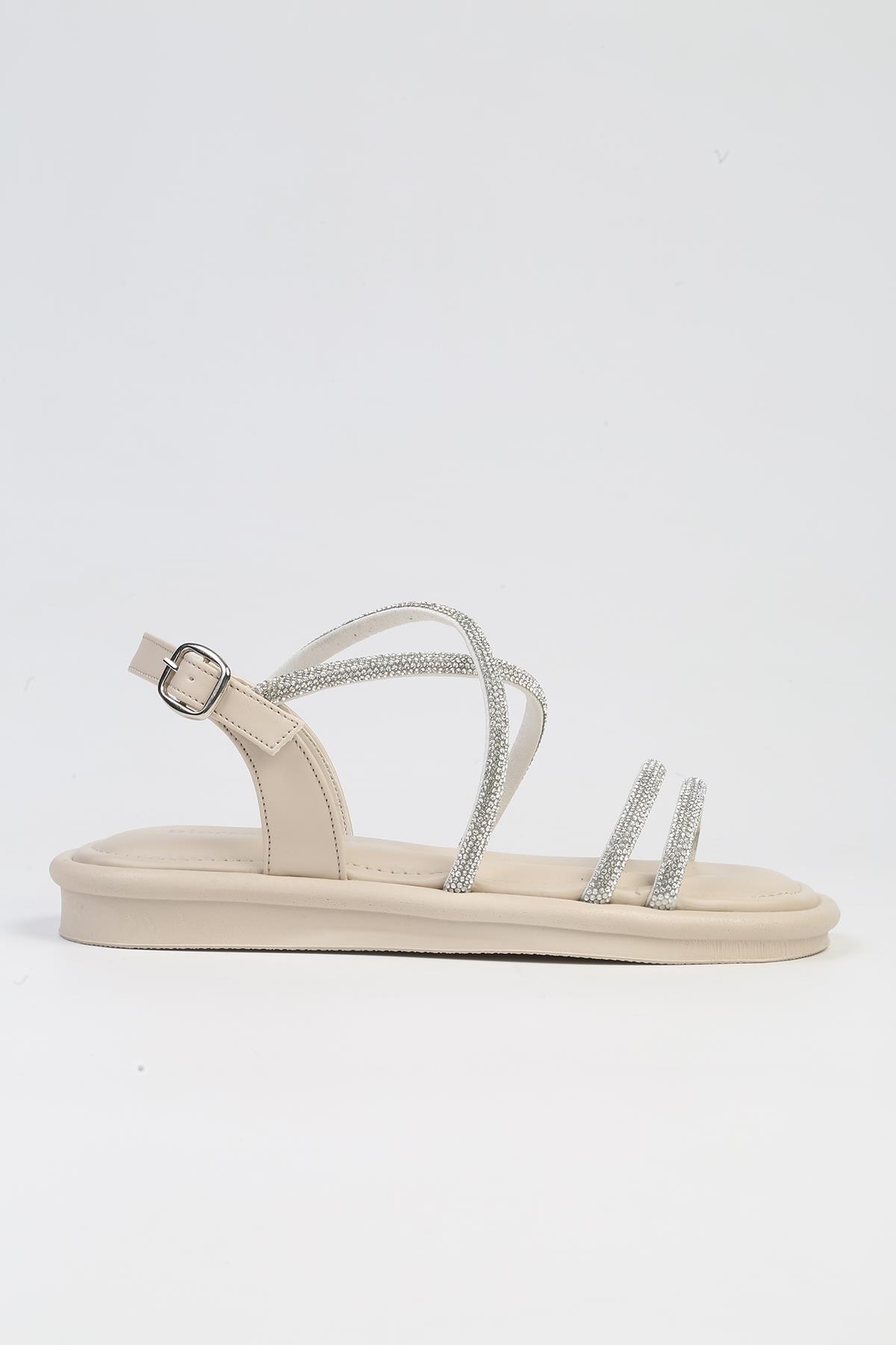 ® | PC-5103-3891 Krem-Kadın Sandalet - Görsel 2