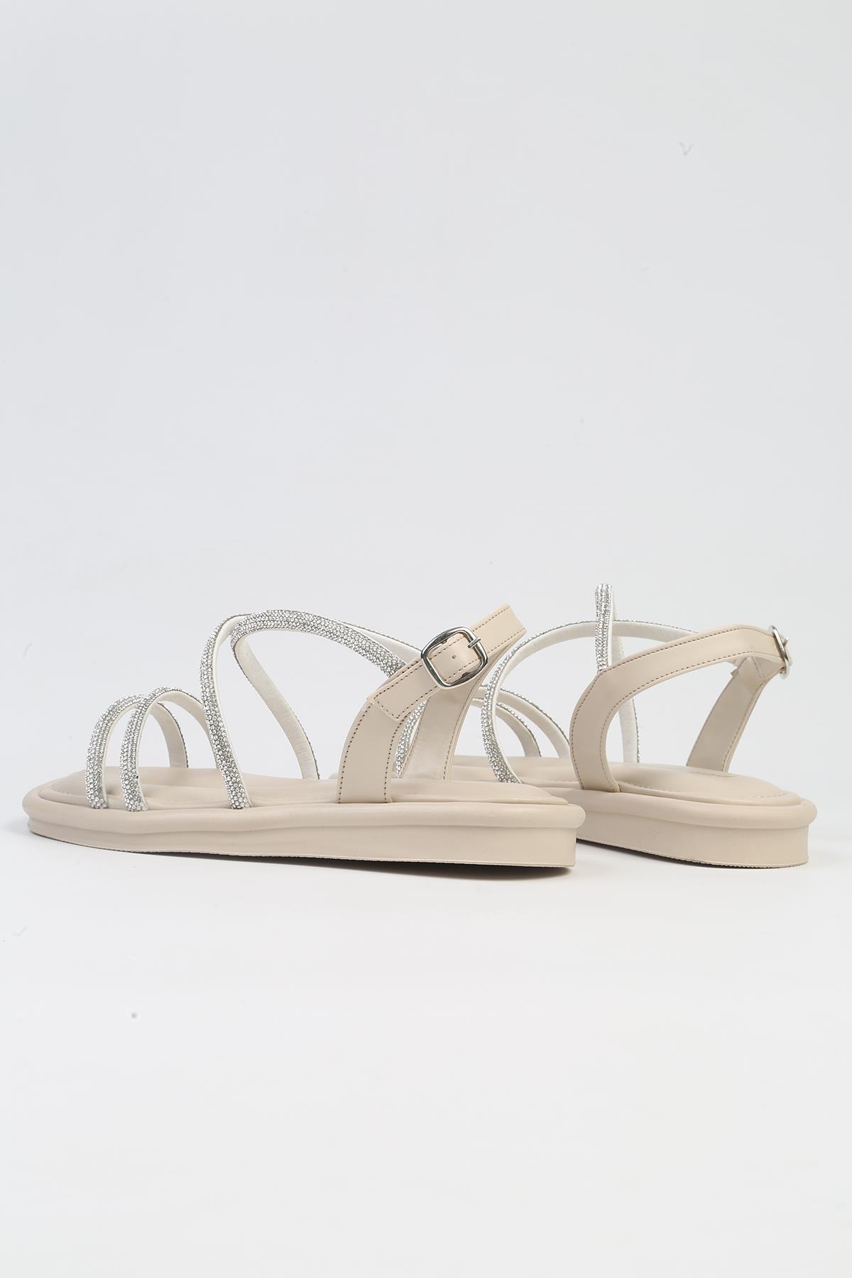 ® | PC-5103-3891 Krem-Kadın Sandalet - Görsel 4
