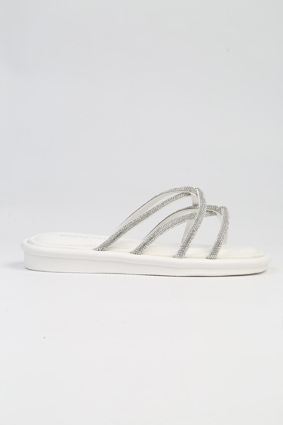 ® | PC-5104-3891 Beyaz-Kadın Terlik - Görsel 2