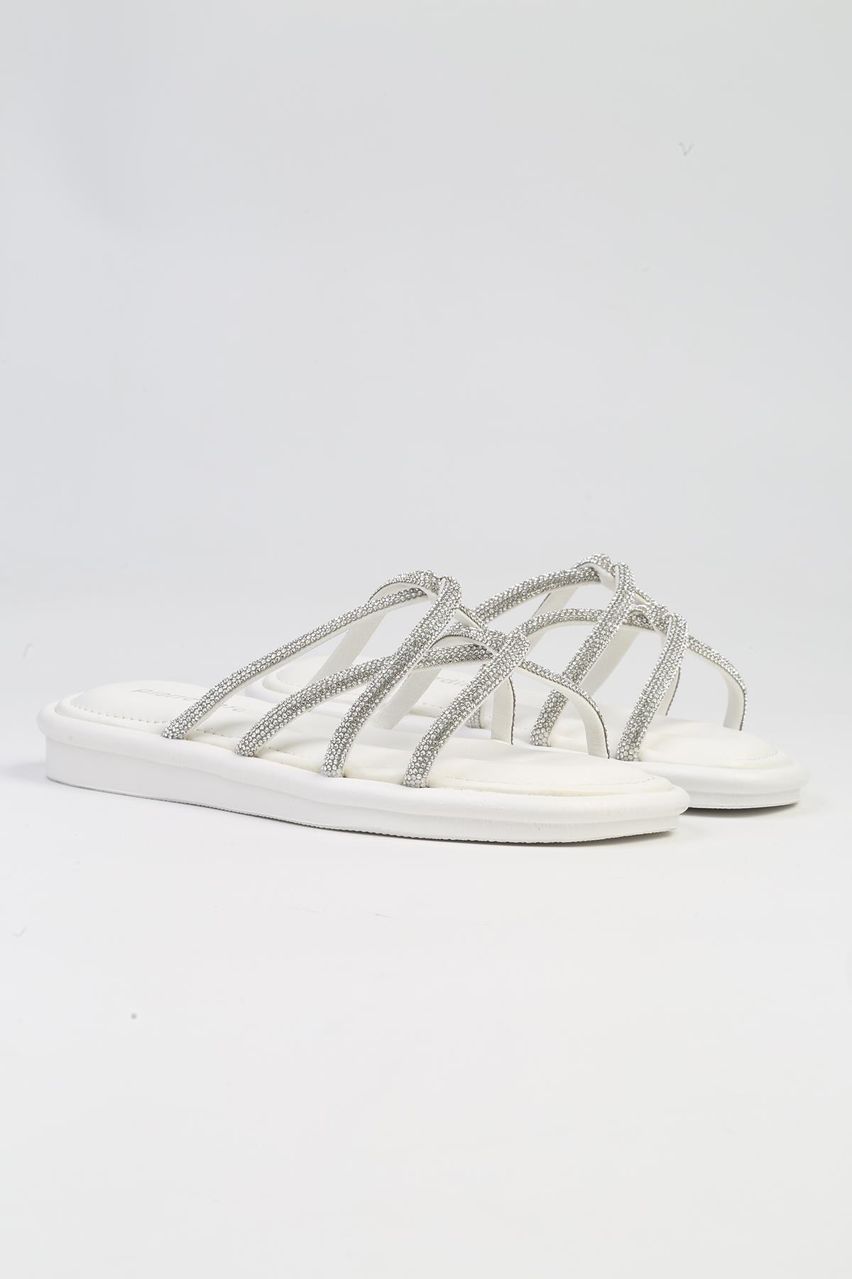 ® | PC-5104-3891 Beyaz-Kadın Terlik - Görsel 3