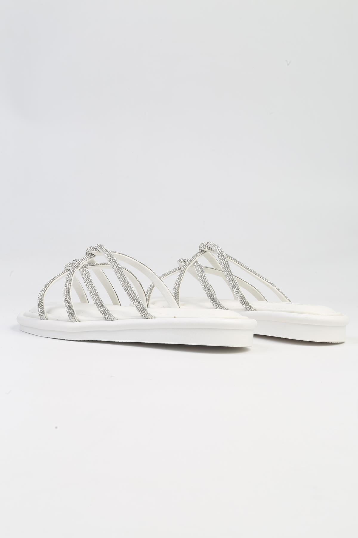 ® | PC-5104-3891 Beyaz-Kadın Terlik - Görsel 4