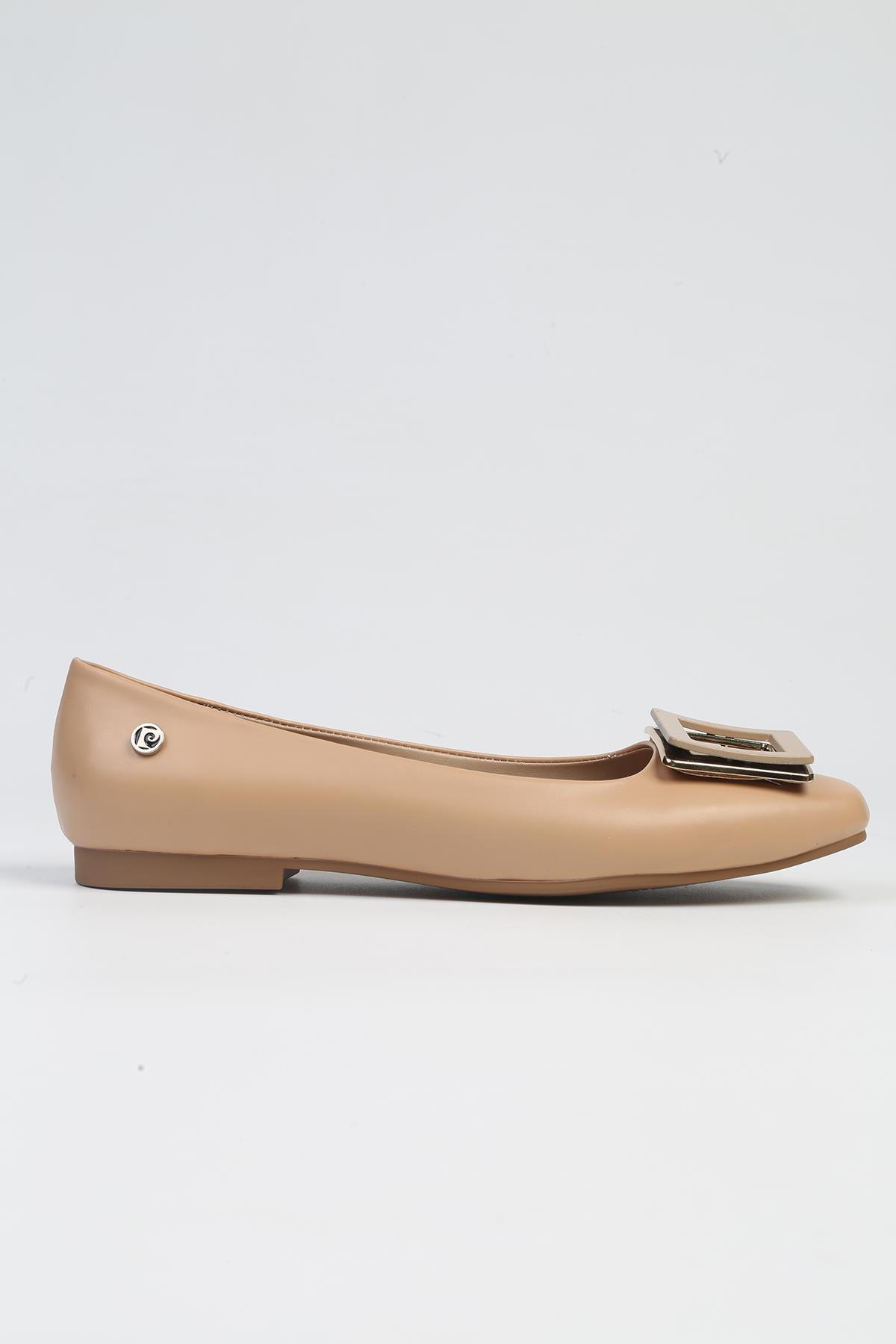 ® | PC-53104- 3592 Bej Cilt-Kadın Babet Günlük Ayakkabı - Görsel 2