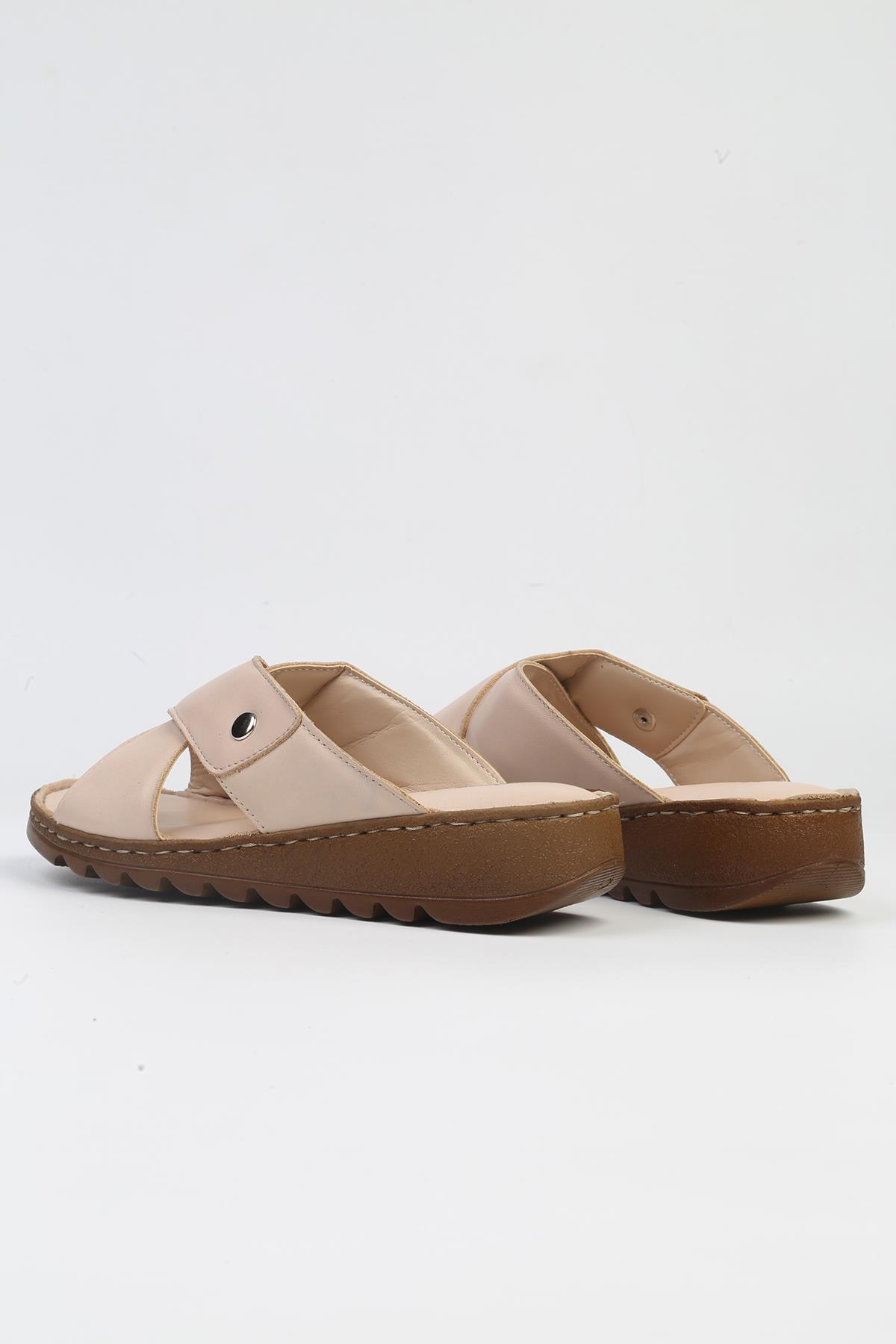 ® | PC-5128-3013 Krem-Kadın Topuklu Terlik - Görsel 4