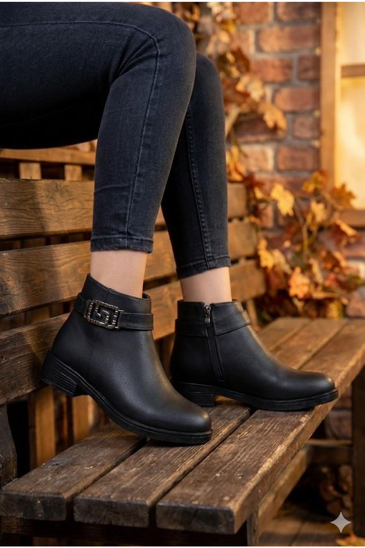 16142 Rahat Toka Detaylı Kaymaz Taban Sıcak Astar Kadın Bot - Görsel 8