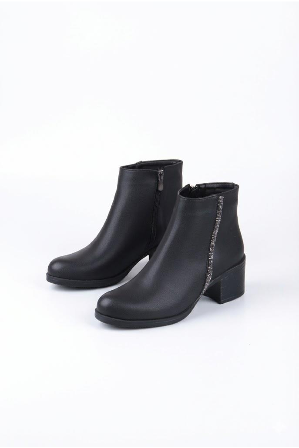 30642 Rahat Taş Detaylı 5 Cm Topuk Yüksekliği Sıcak Astar Kadın Bot - Görsel 6