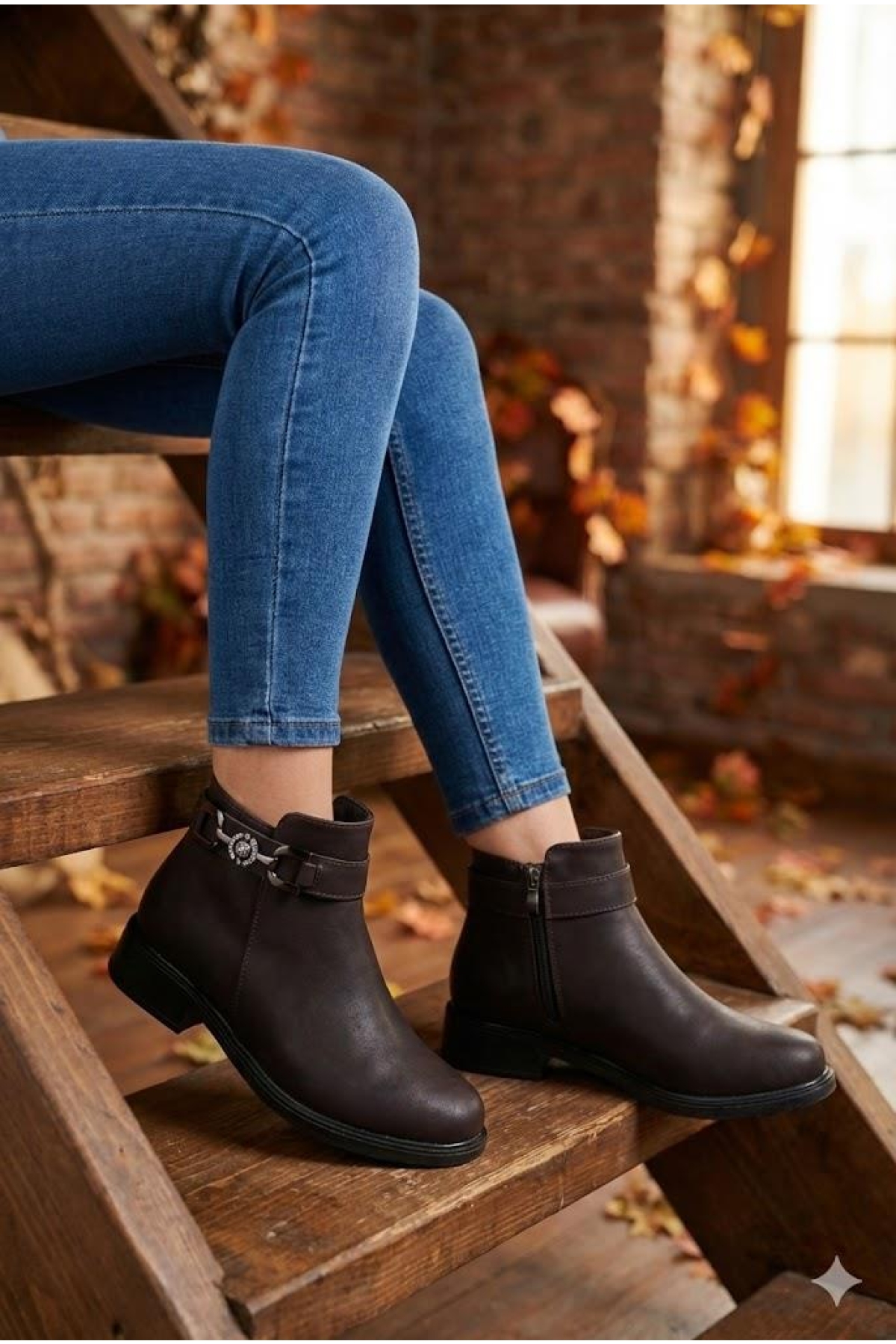 1091 Rahat Toka Detaylı Kaymaz Taban Sıcak Astar Kadın Bot - Görsel 3