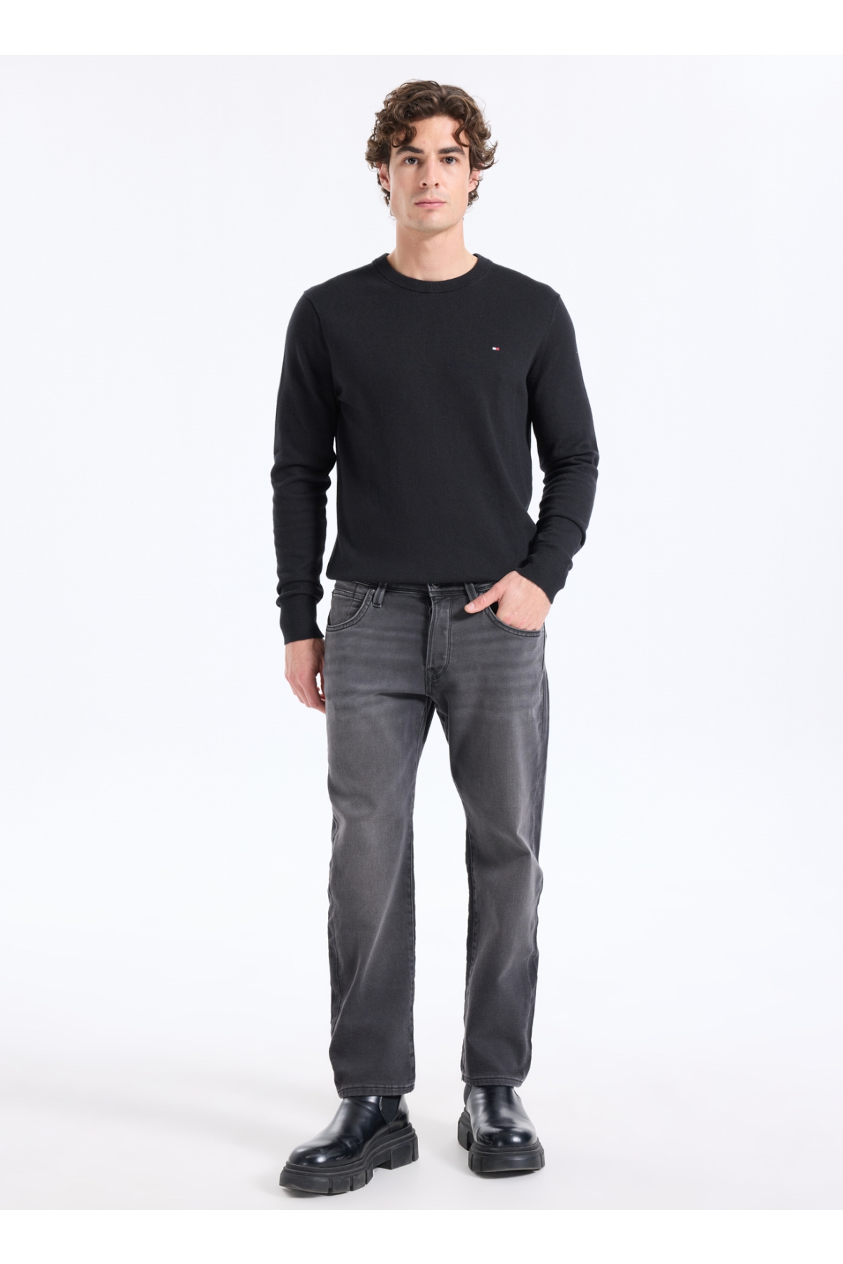 Jack &amp; Jones Jack & Jones Normal Bel Tapered Fit Siyah Erkek Denim Pantolon 12278115_JJIMIKE FOX I.K SQ