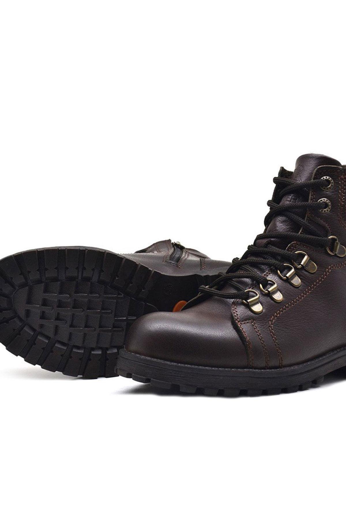 Griffon Hakiki Deri Fermuarlı Kışlık Çocuk Bot - Görsel 8