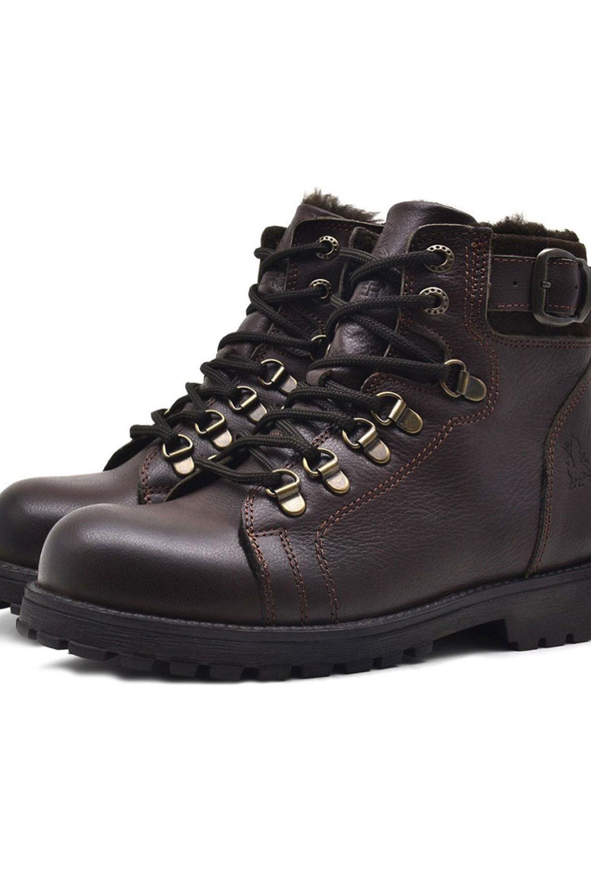 Griffon Hakiki Deri Fermuarlı Kışlık Çocuk Bot - Görsel 9