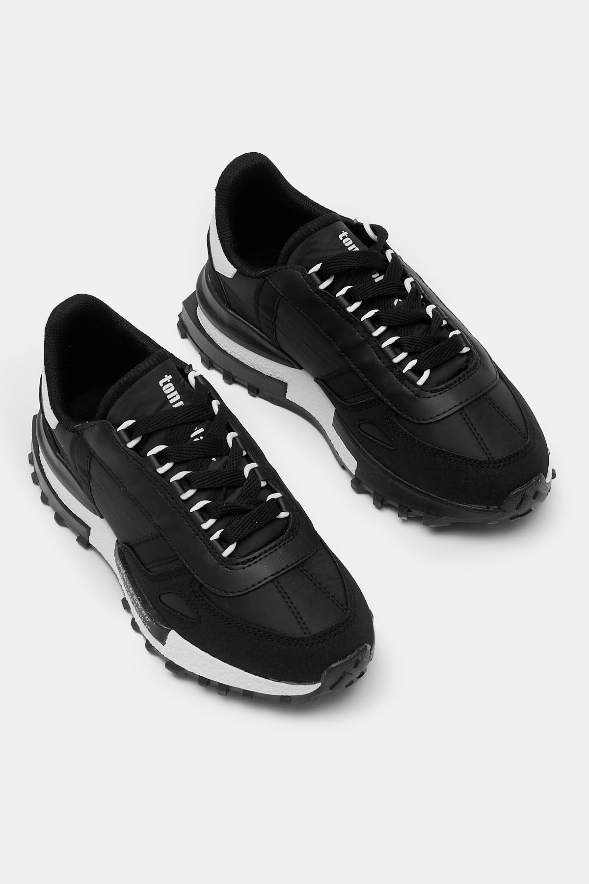 Unisex Siyah Beyaz Kalın Termo Taban Yazı Detaylı Retro Stil Günlük Spor Ayakkabı - Görsel 5